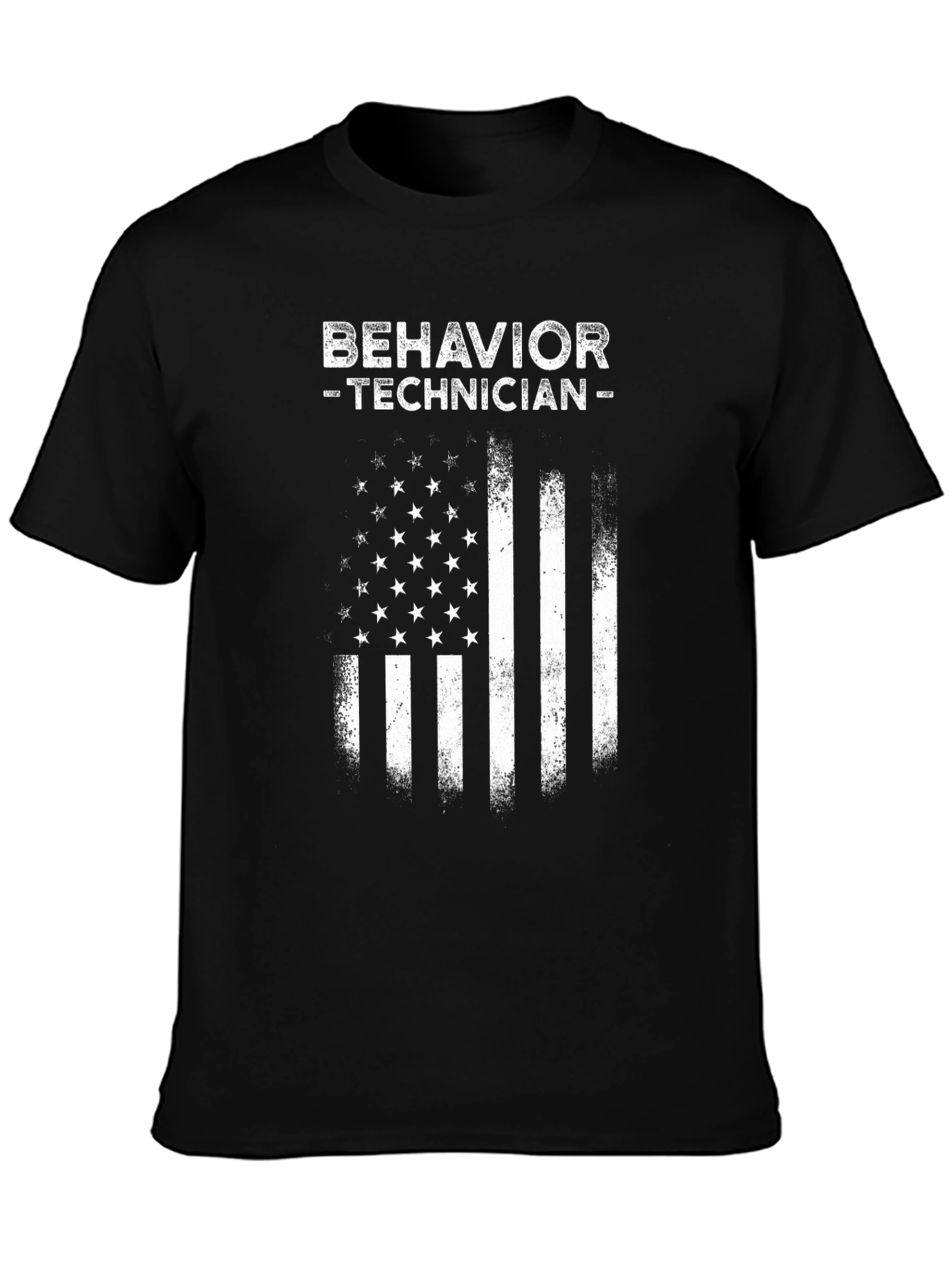 Black Behavior Technician USA Flag Graphic Tee view 3