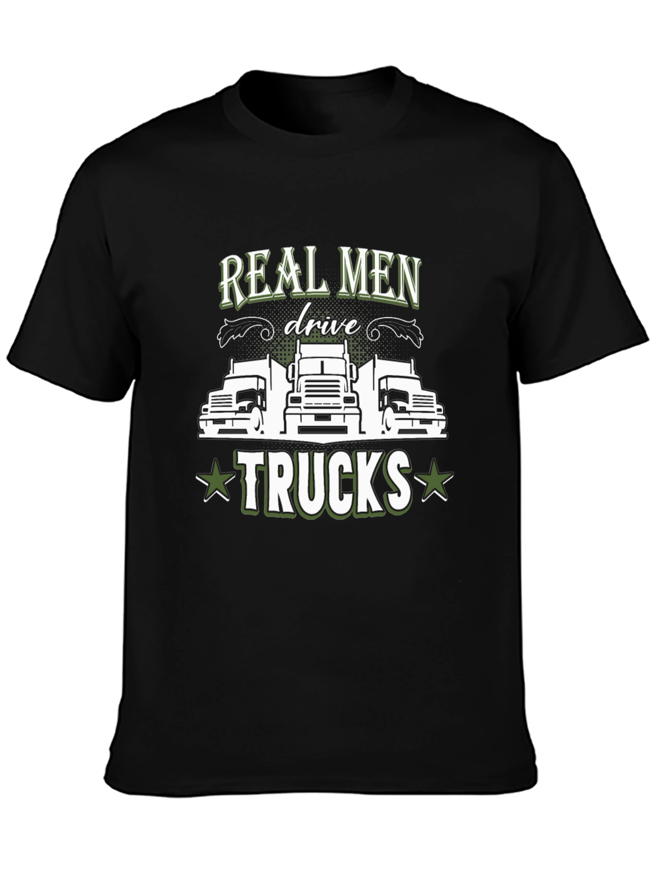 Black Real Men Drive Trucks Graphic T-Shirt view 3