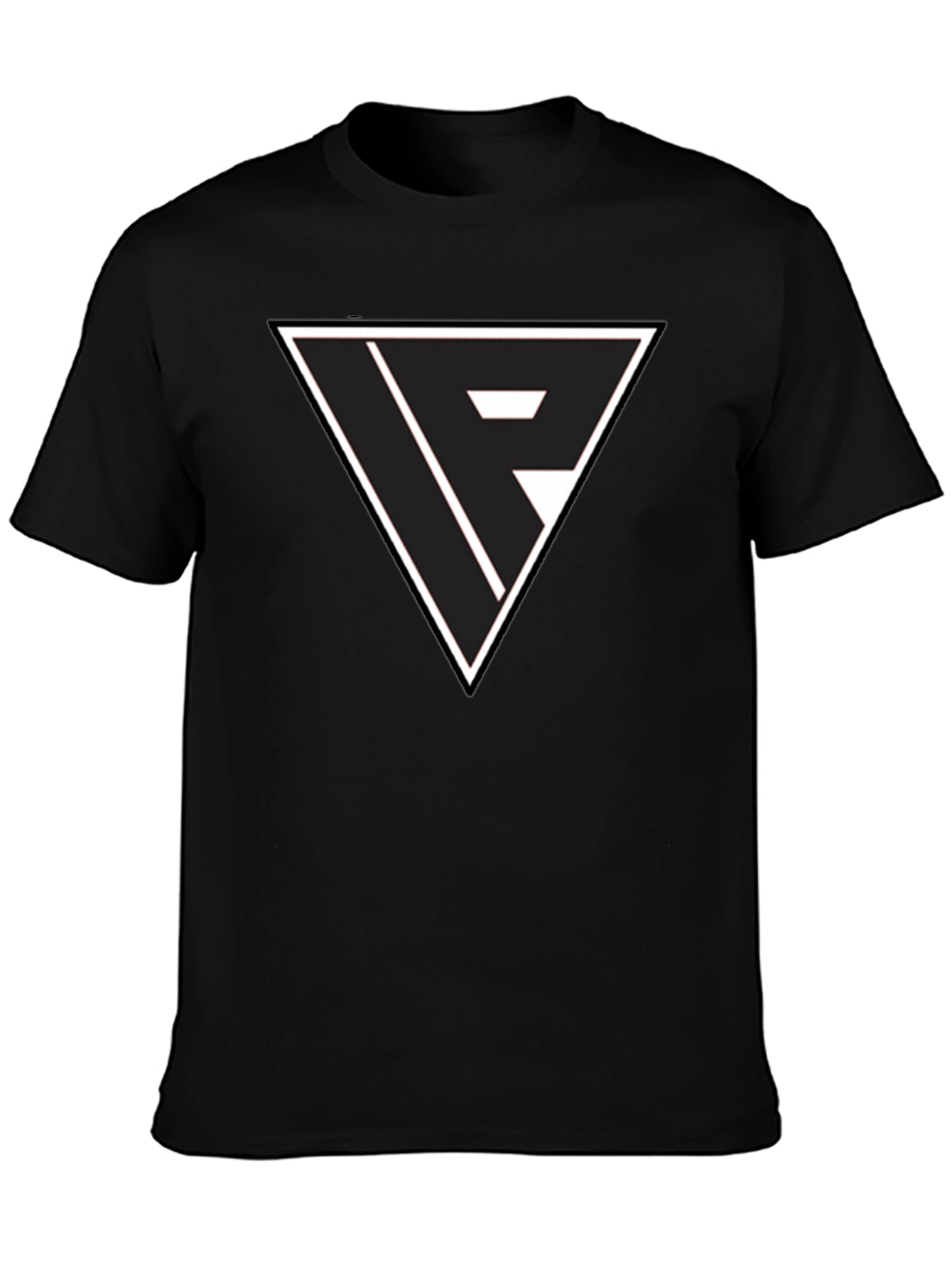 Black Black T-Shirt with Triangle Logo Graphic view 3