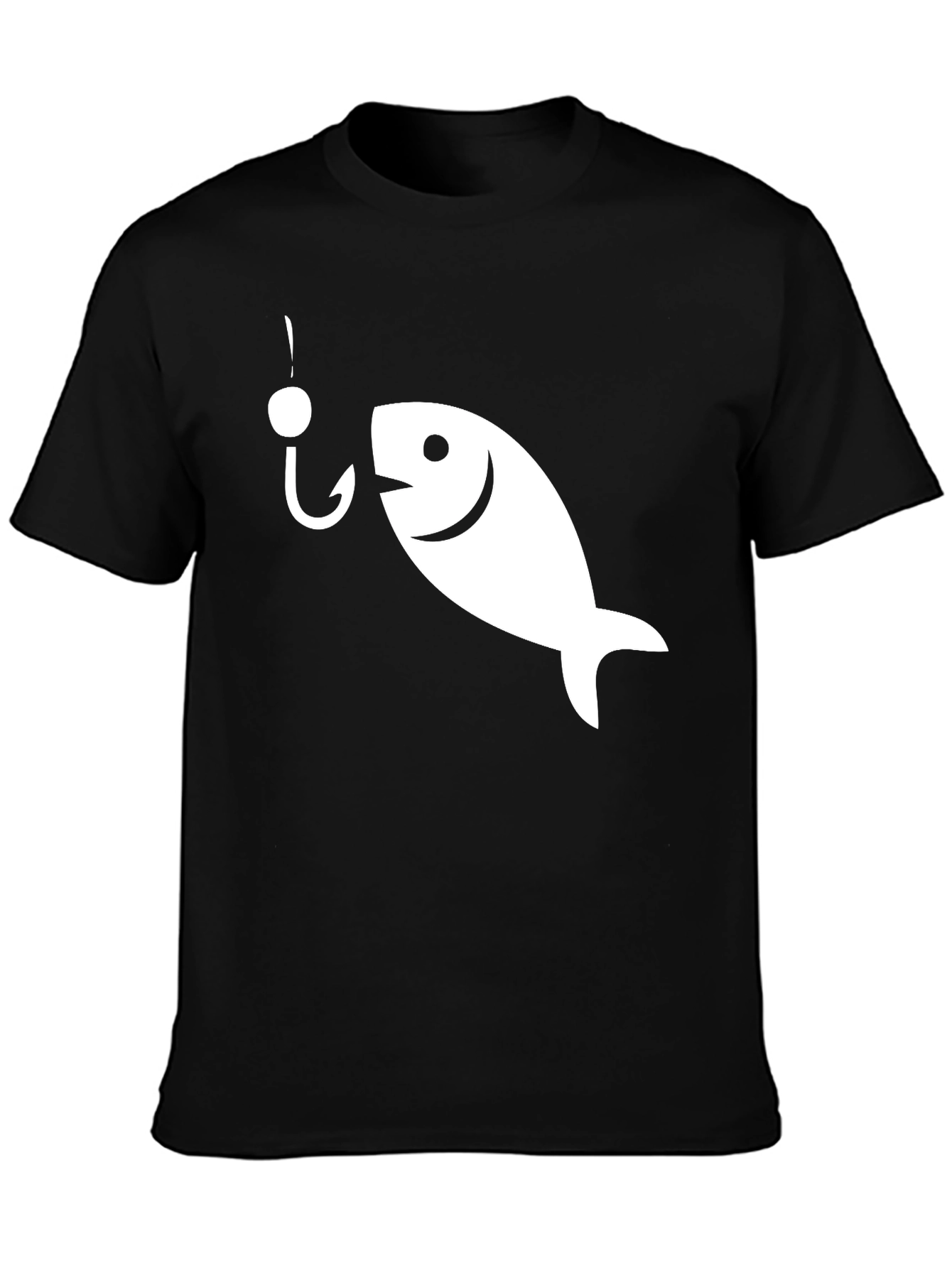 Black Funny Fish Hook Graphic T-Shirt - Black view 3