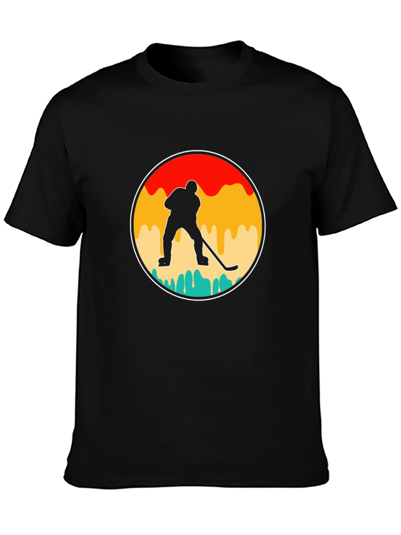 Black Retro Hockey Player Graphic T-Shirt view 3