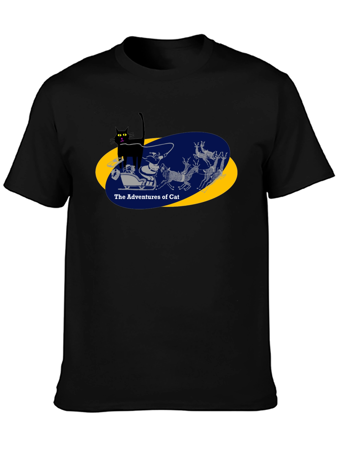 Black Adventures of Cat Graphic Tee - Black view 3