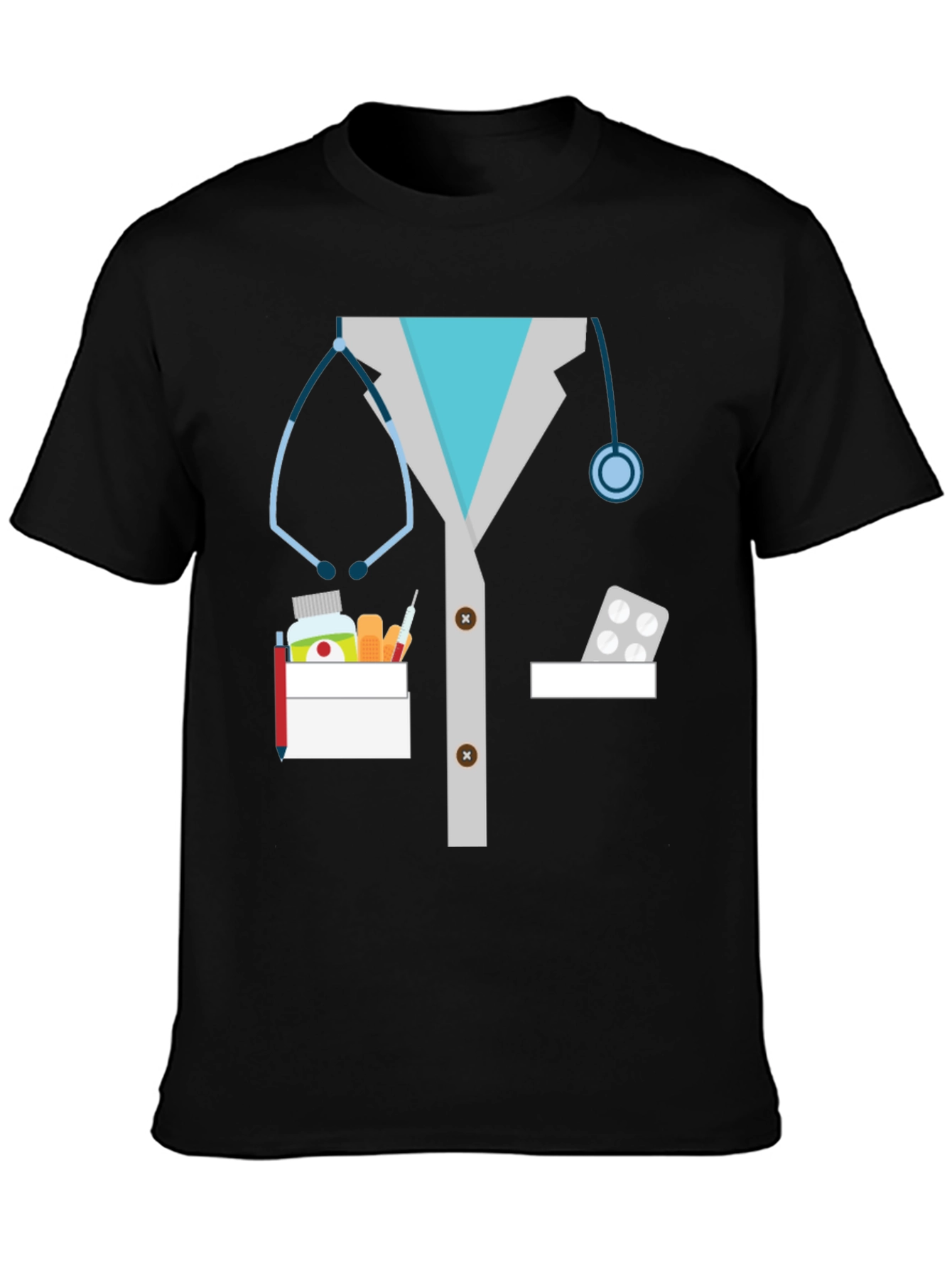 Black Doctor Lab Coat Graphic Novelty T-Shirt view 3