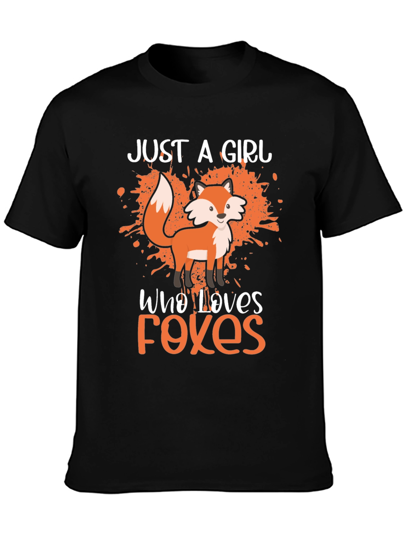 Black Just a Girl Who Loves Foxes T-Shirt view 3