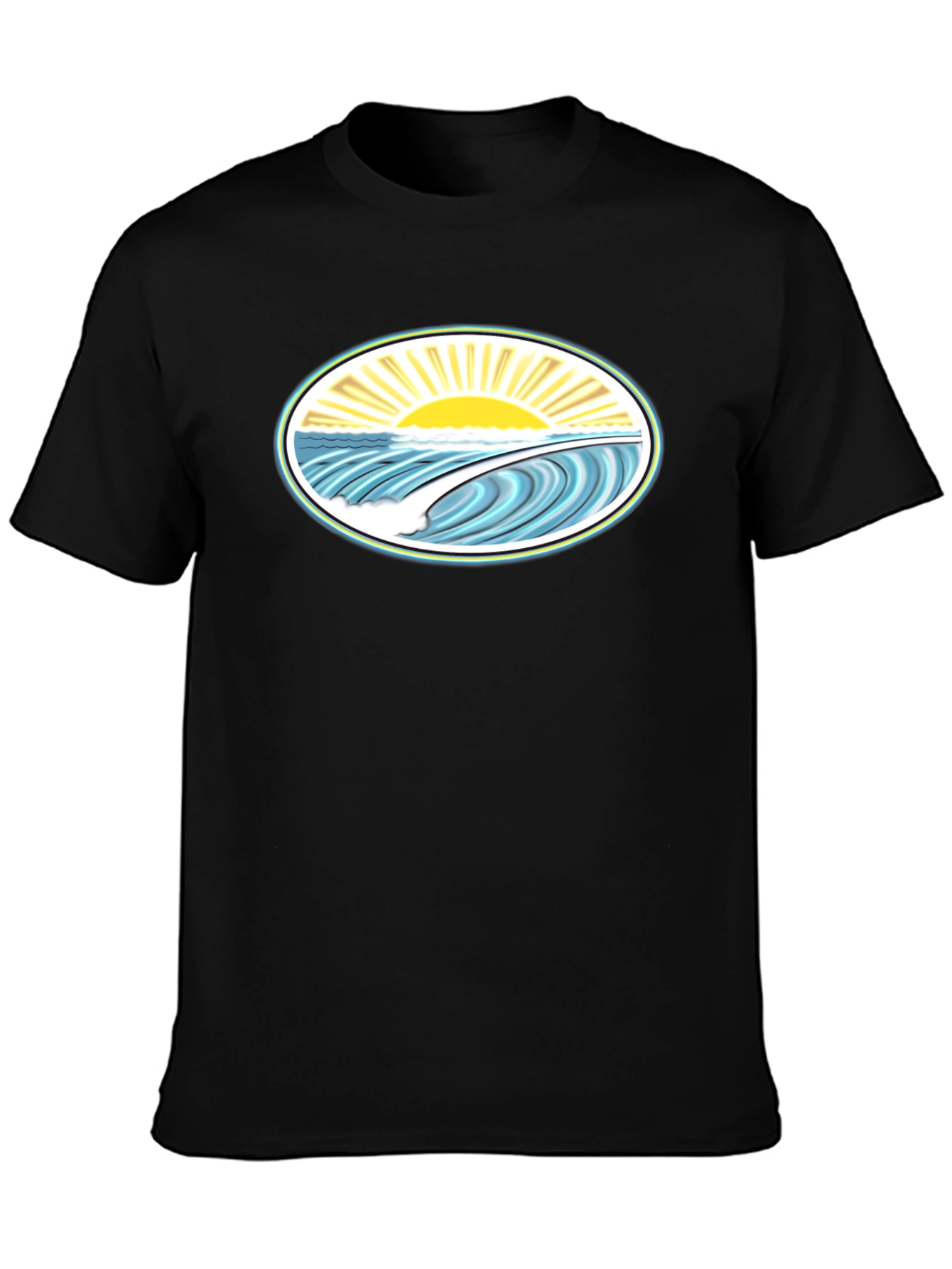 Black Ocean Wave Graphic Tee - Black Cotton Comfort view 3