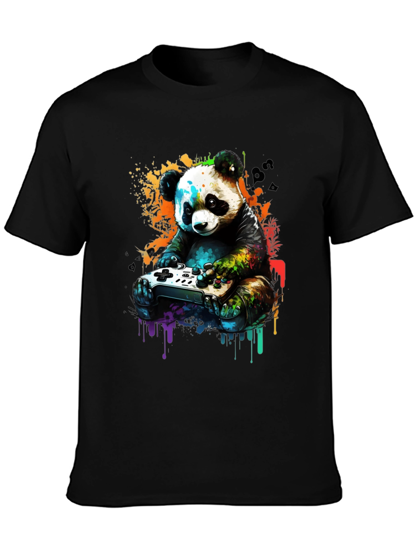 Black Gamer Panda Graphic Tee - Unique Design, Comfortable Fit view 3