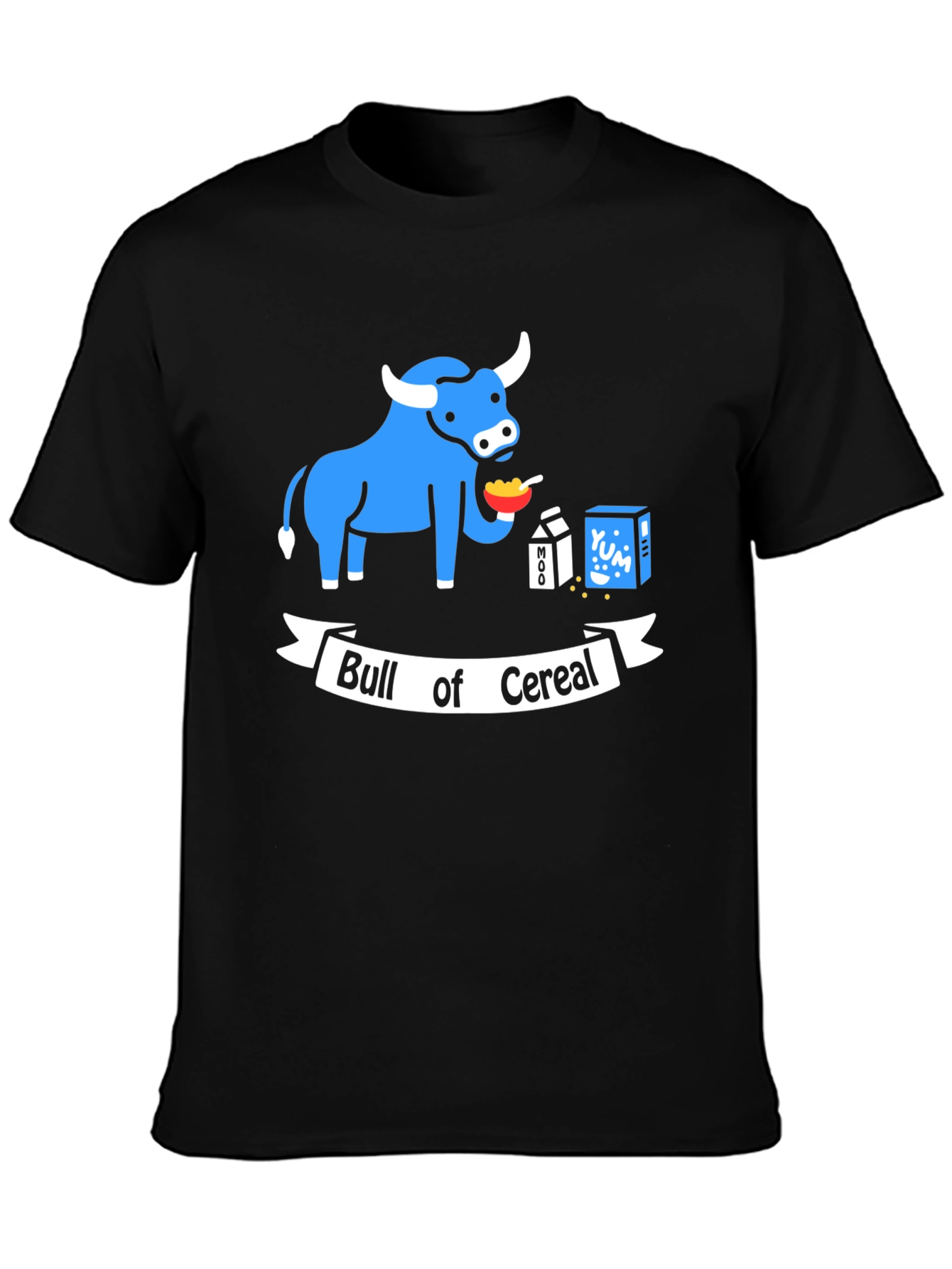 Black Bull of Cereal T-Shirt: Funny Cartoon Graphic Tee view 3