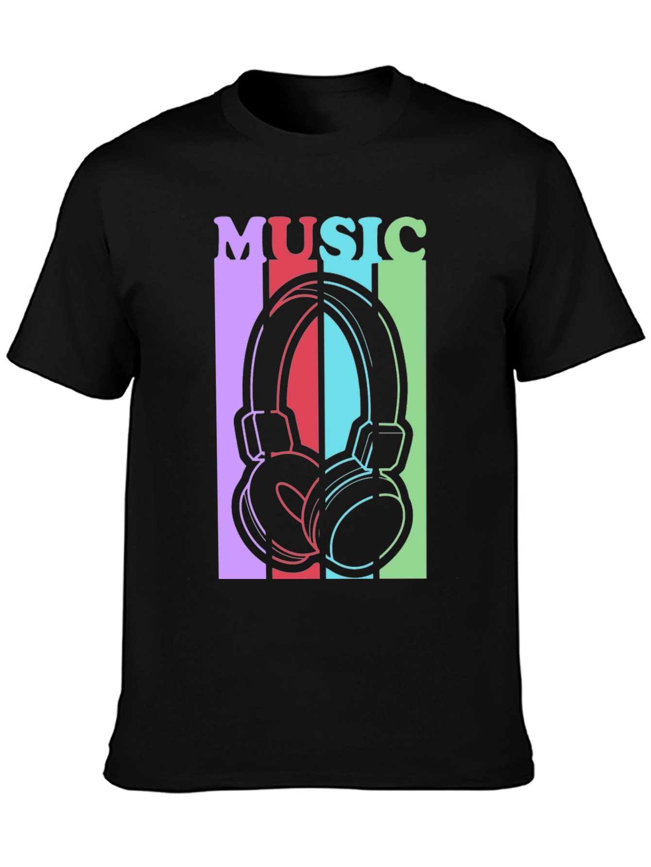Black Music Headphones Graphic Tee - Stylish Unisex T-Shirt view 3