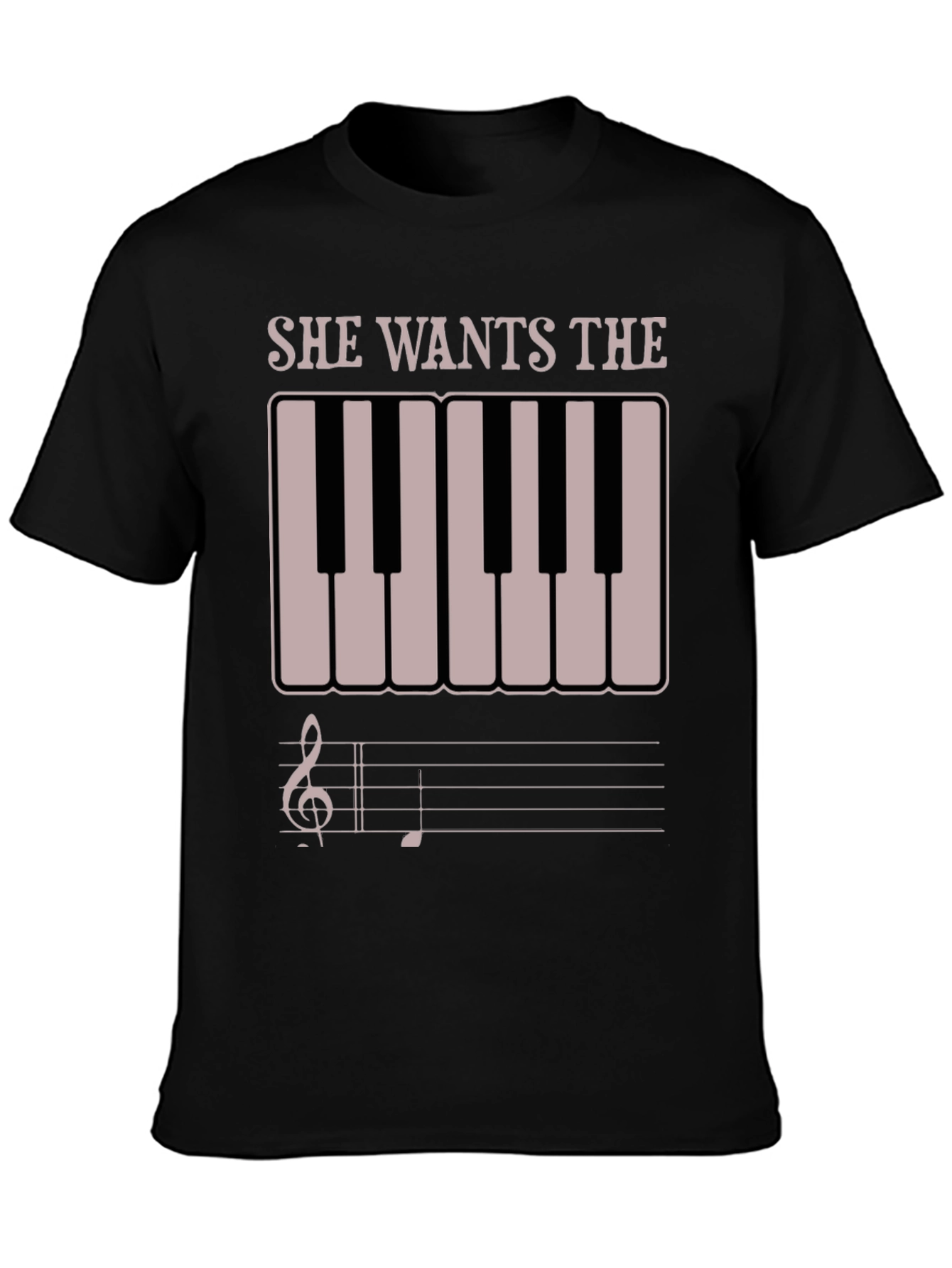 Black She Wants The D Funny Piano T-Shirt view 3