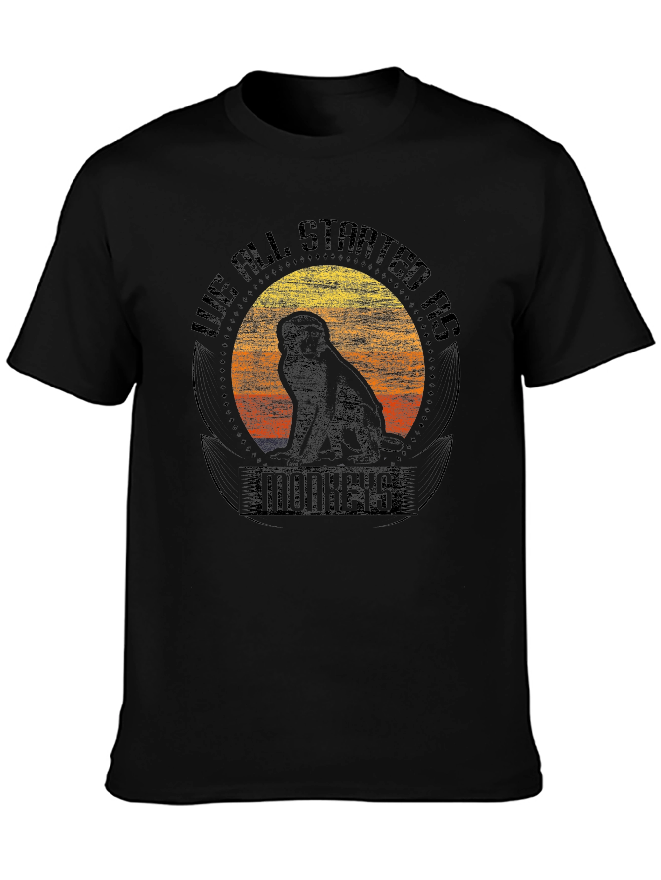 Black Evolutionary Monkeys T-Shirt - Unisex Black Tee view 3