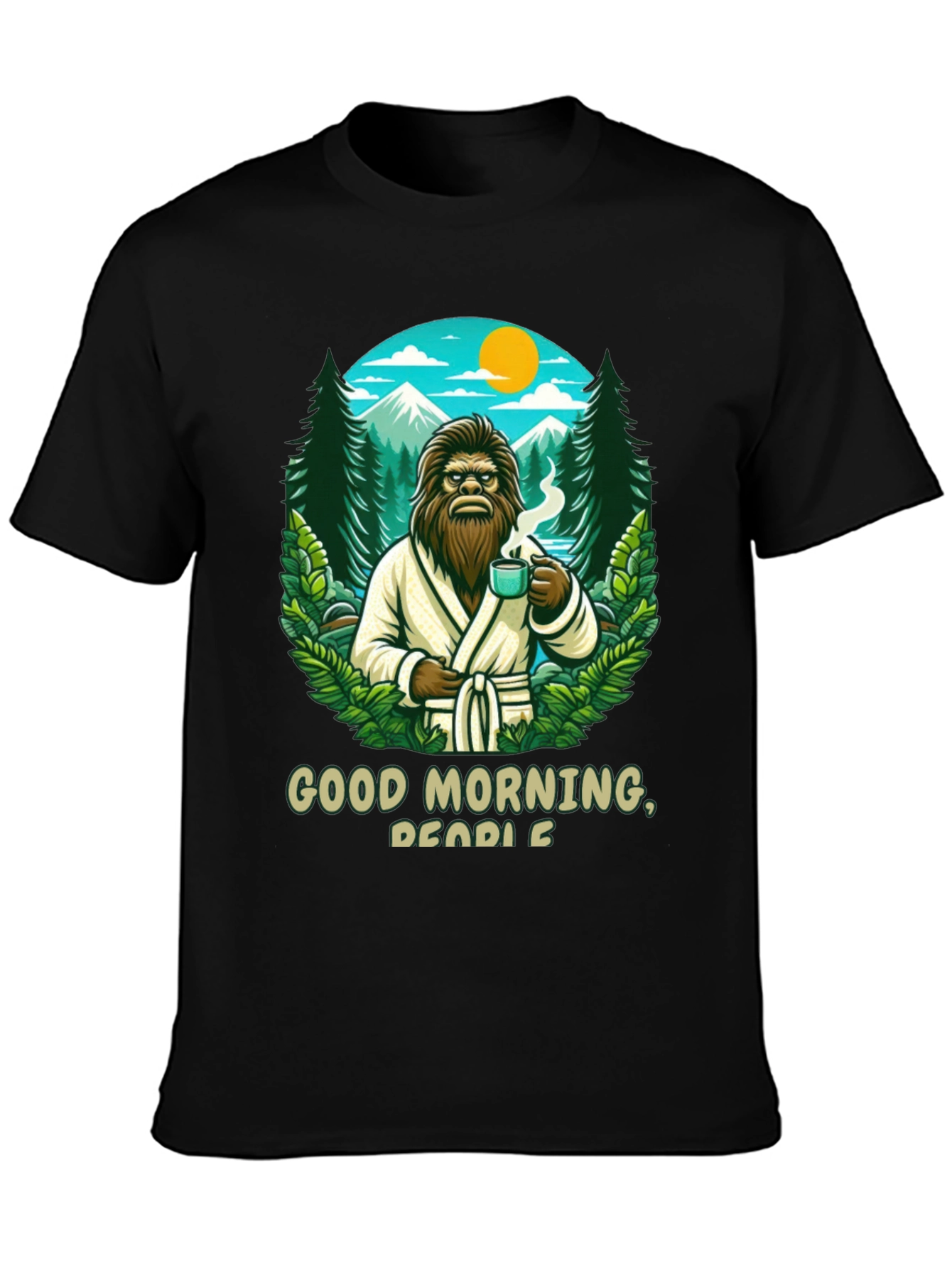 Black Good Morning Bigfoot Graphic Tee view 3