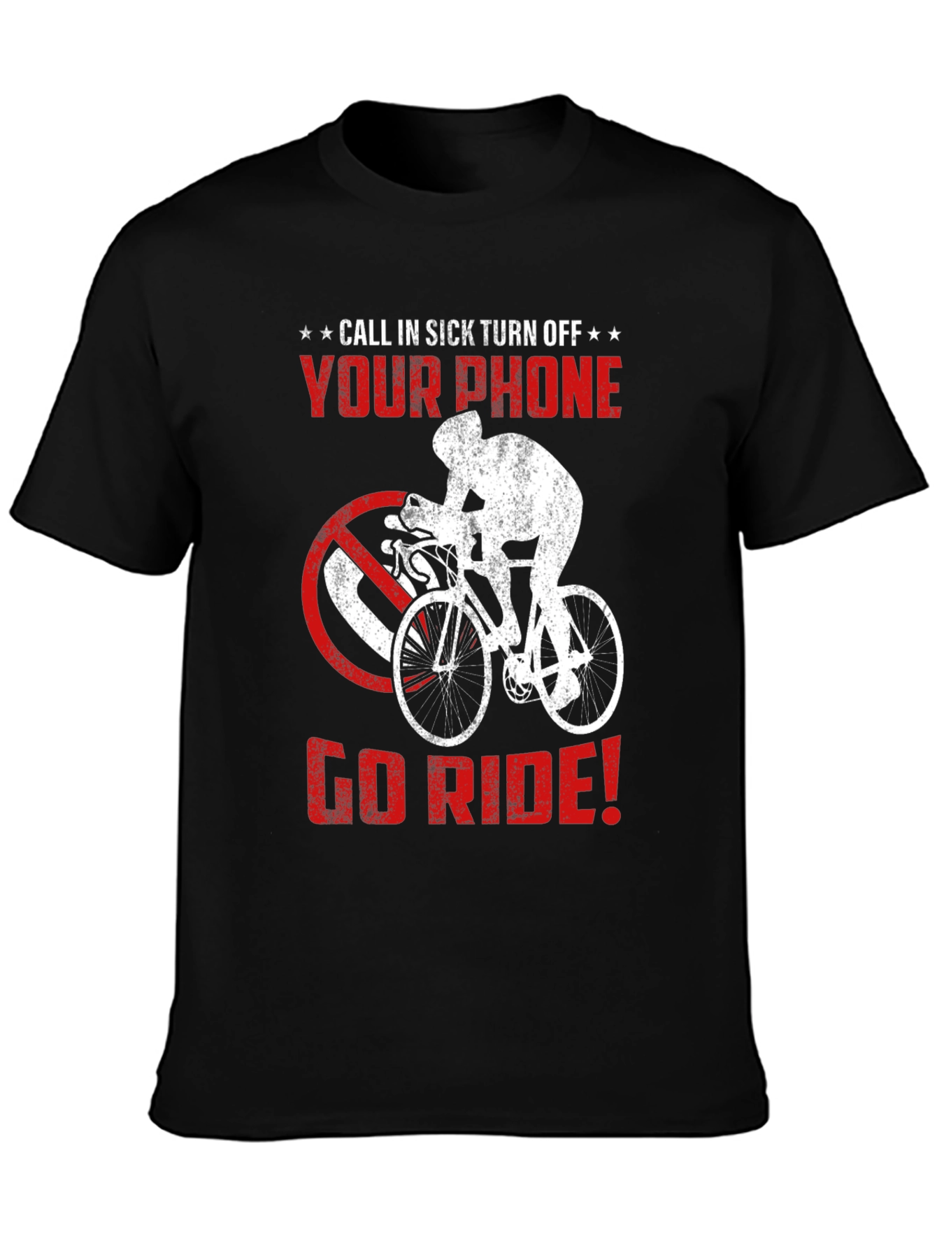 Black Call in Sick Cycling T-Shirt view 3