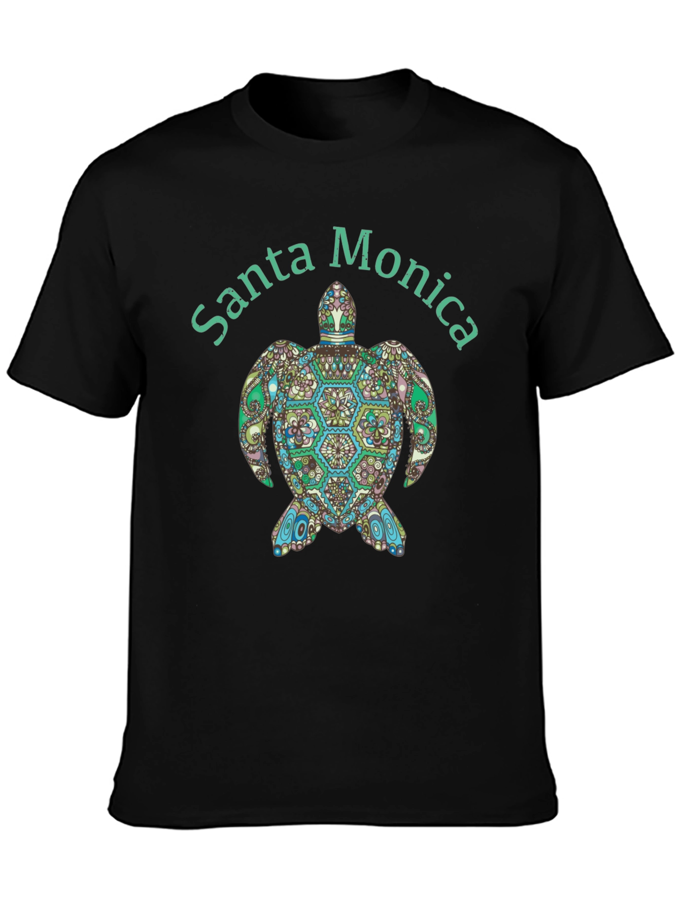 Black Santa Monica Turtle Graphic Tee - Black view 3