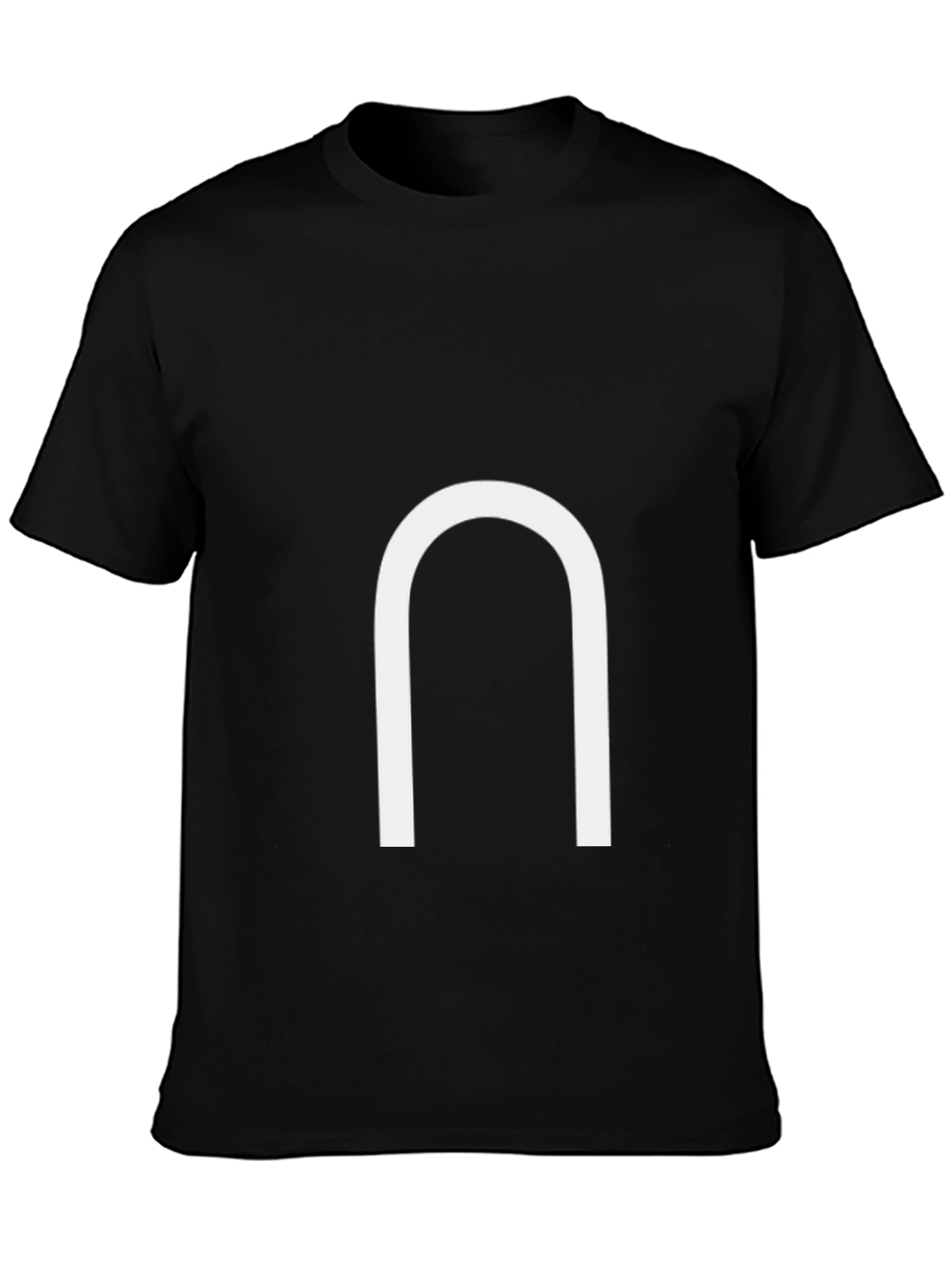 Black Minimalist Black Tee with White Horseshoe Design view 3
