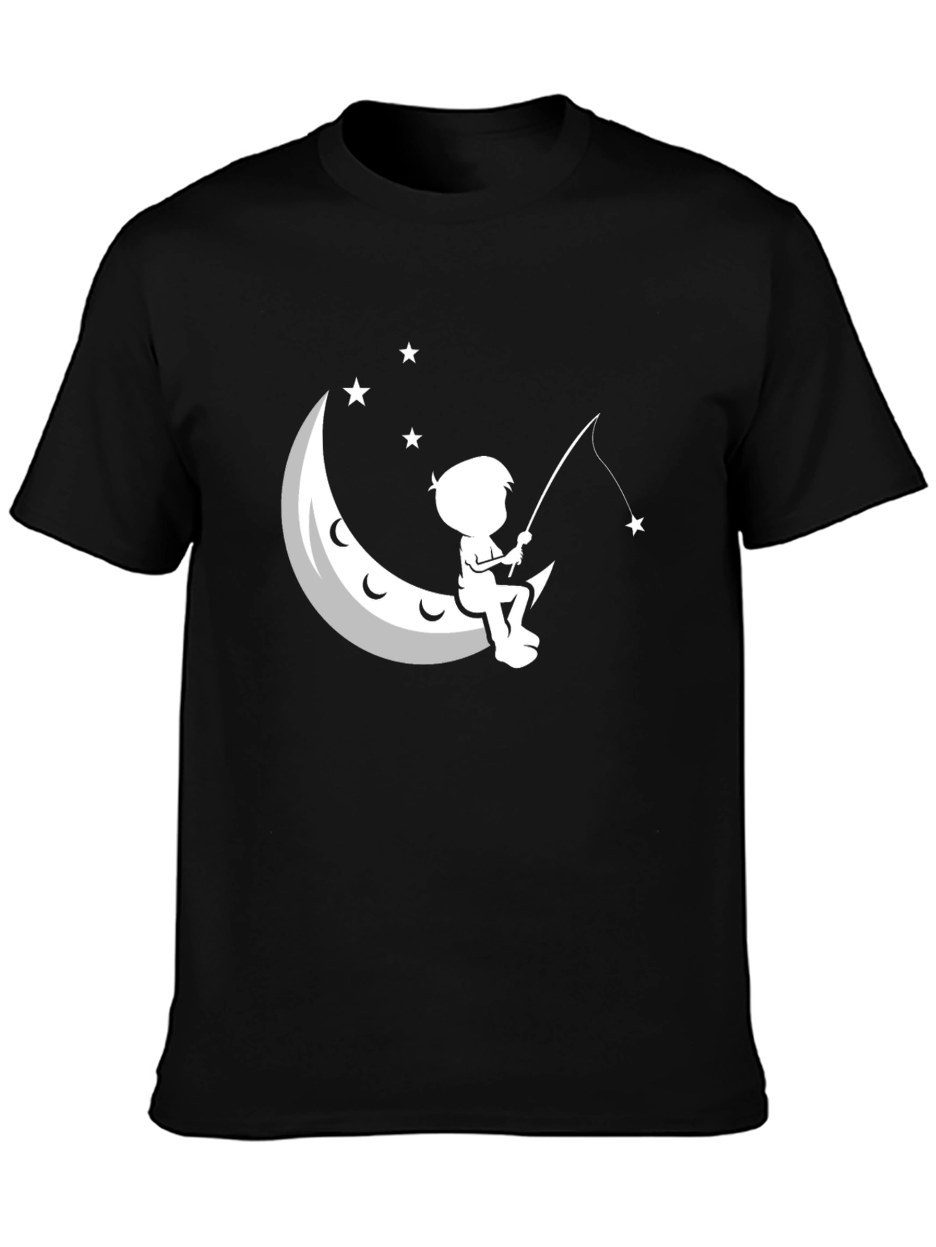 Black Boy Fishing on Moon Graphic T-Shirt view 3