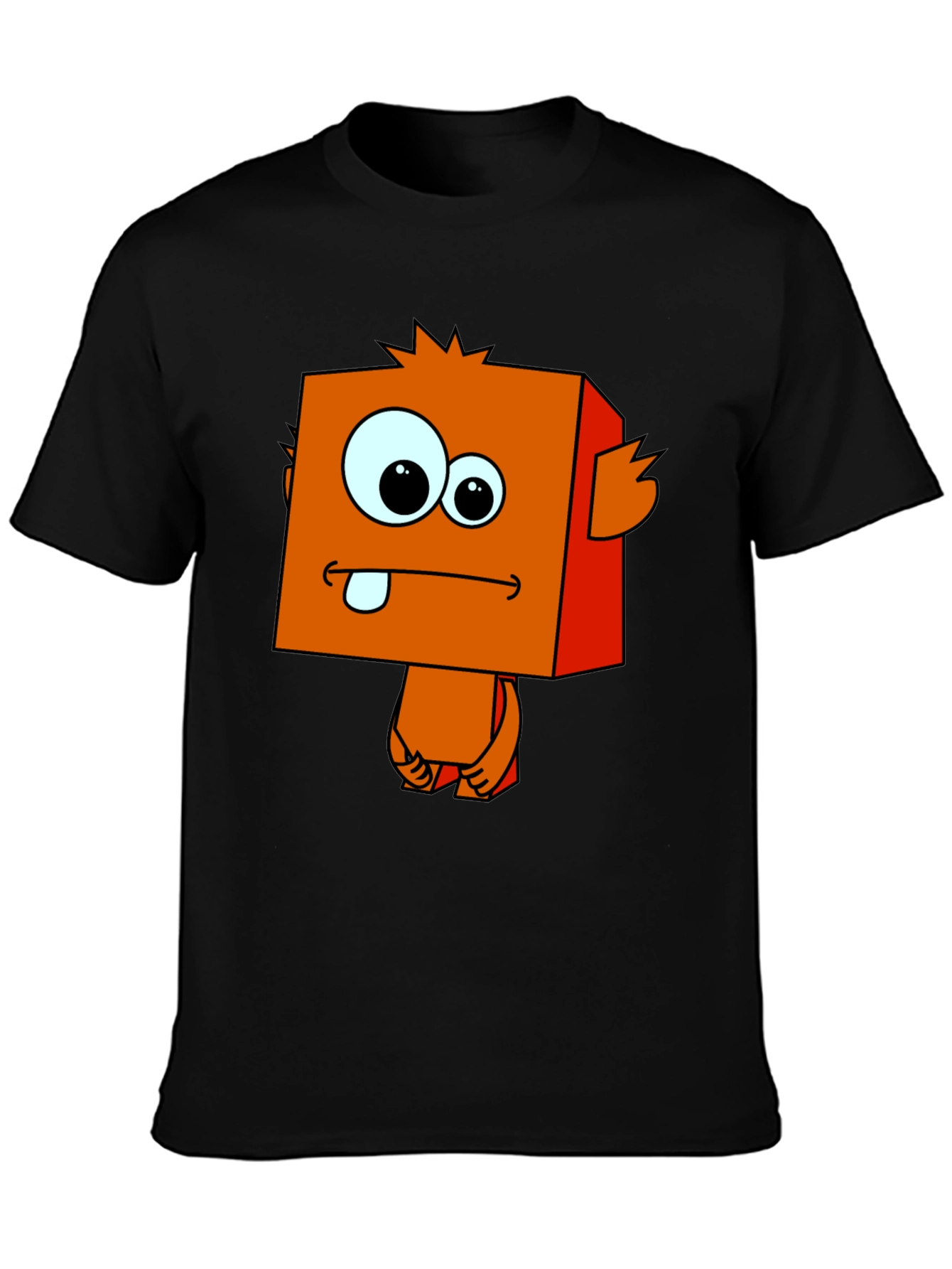 Funny Cartoon Monster Graphic Black T-Shirt - 3