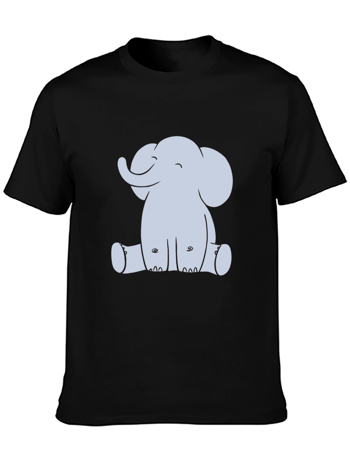 Black Cute Elephant Graphic Black T-Shirt view 3