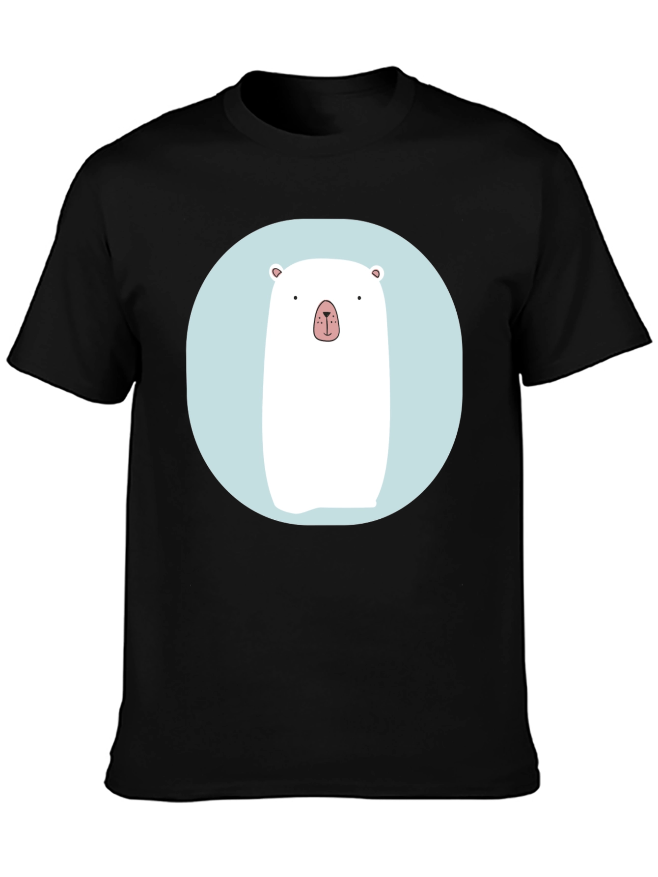 Black Cute Polar Bear Graphic T-Shirt - Black view 3
