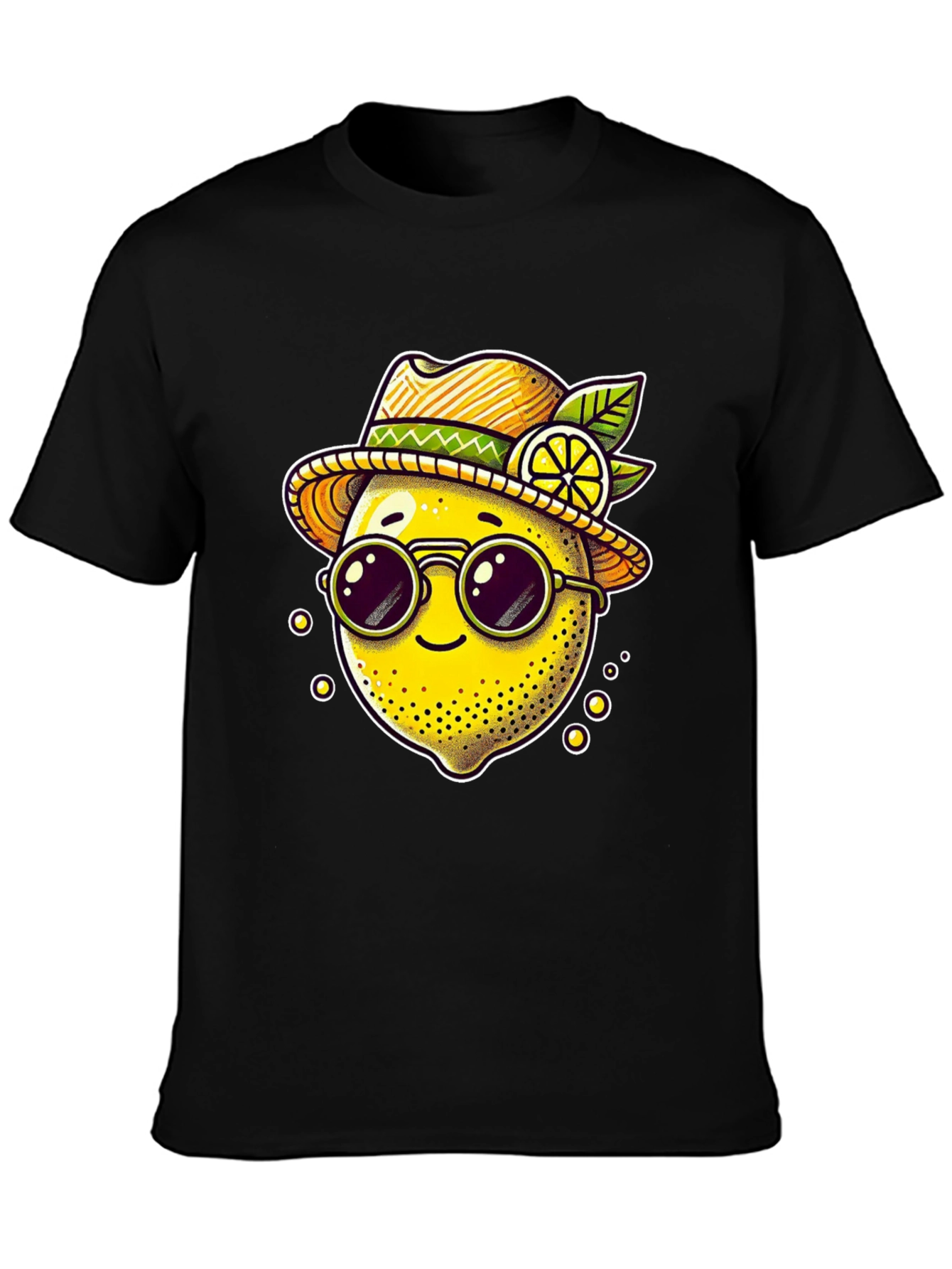 Black Funky Lemon Tee - Cool Fruit Graphic Shirt view 3