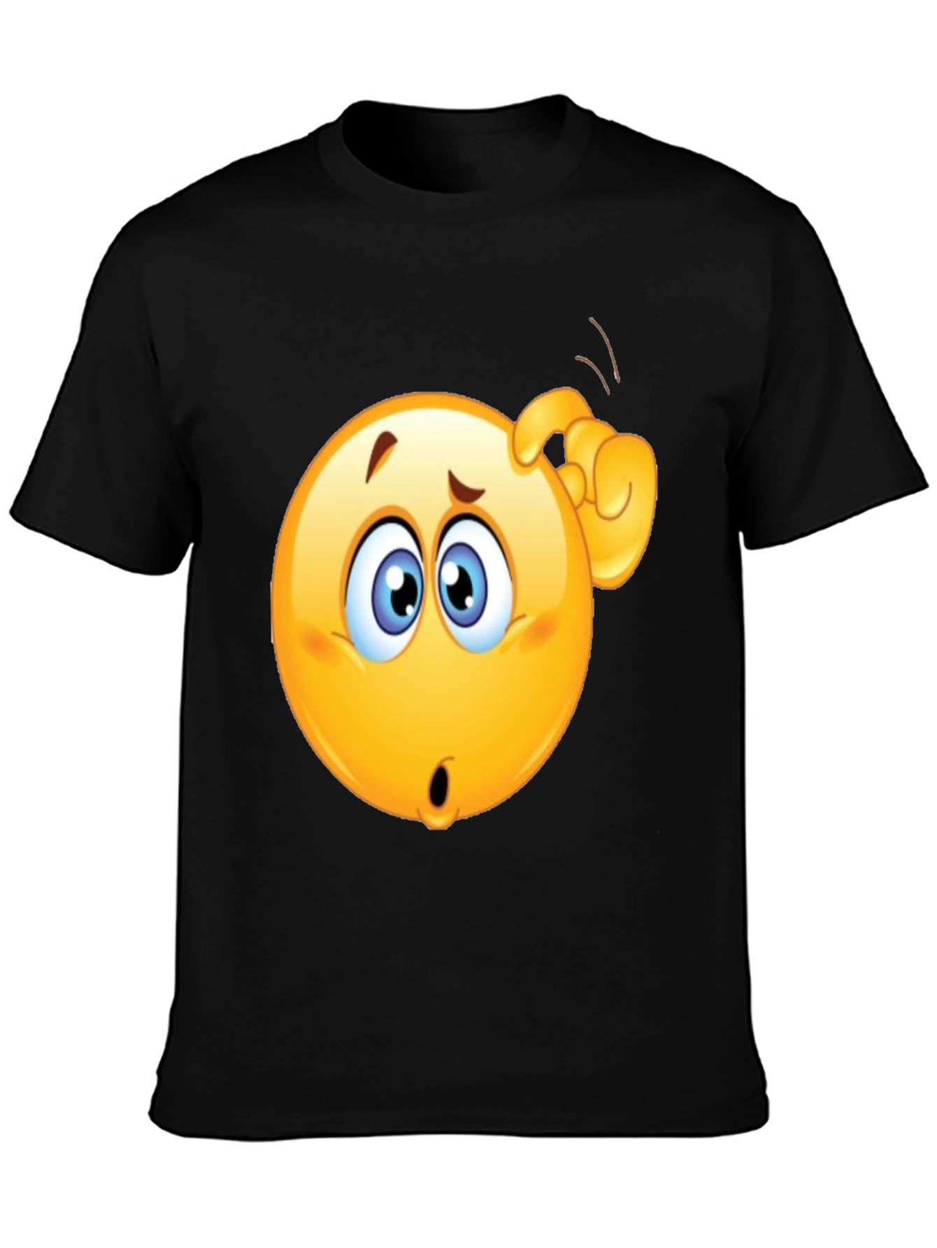Black Confused Emoji T-Shirt - Black Cotton Tee view 3