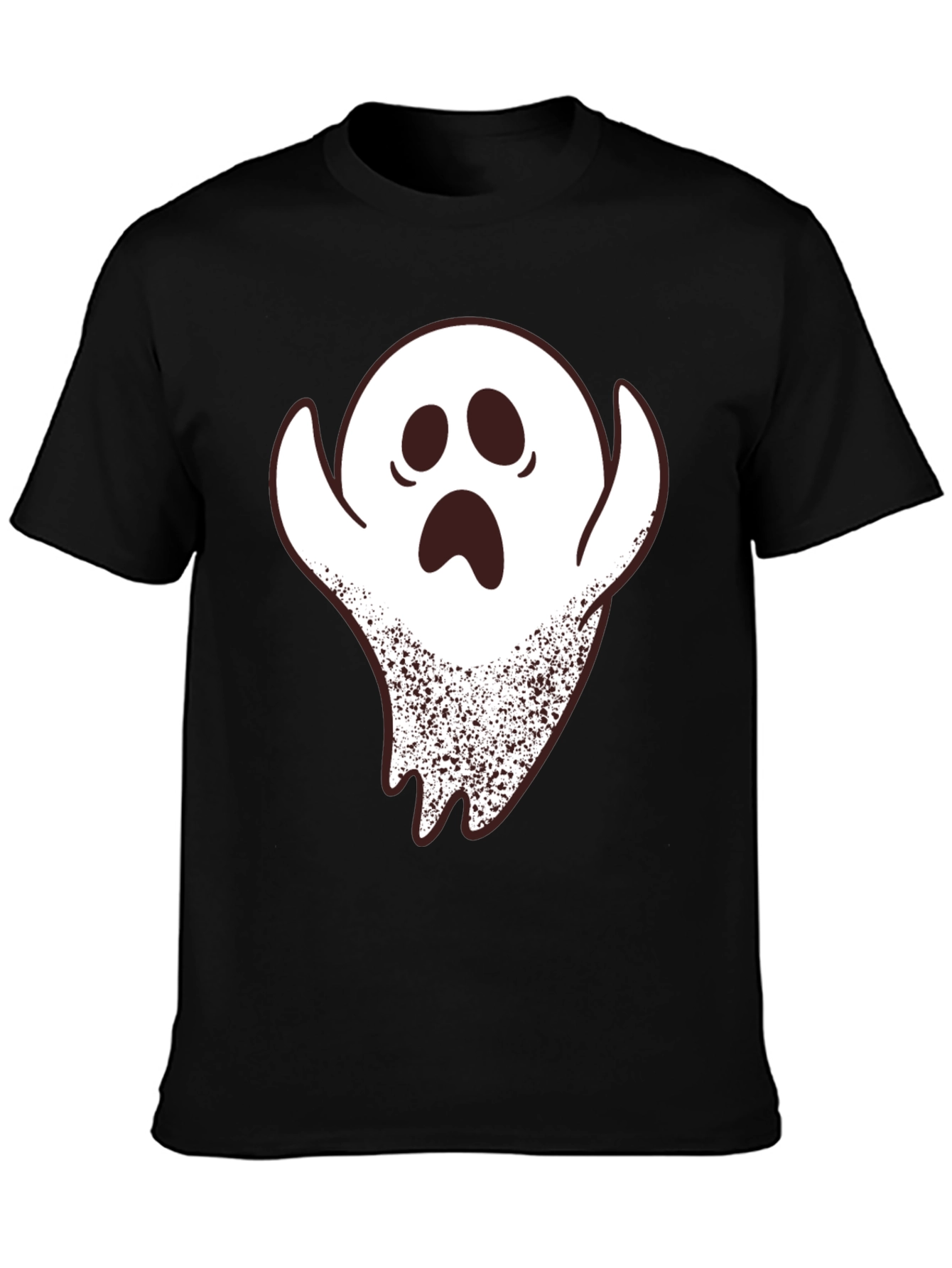 Black Spooky Ghost Graphic Print Black T-Shirt view 3