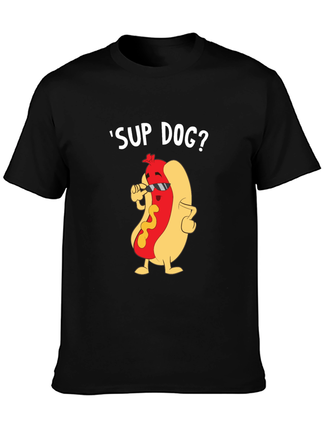 Black Cool Hot Dog Graphic Tee - Funny Pun T-Shirt view 3