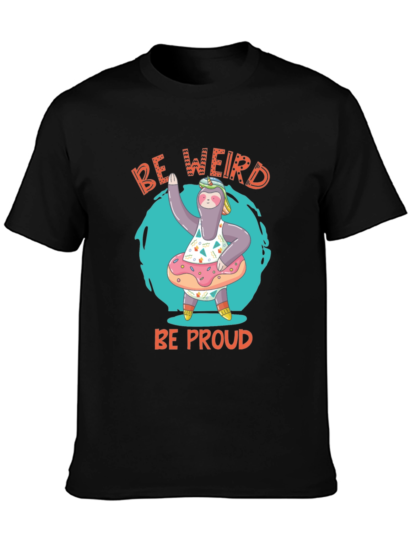 Black Be Weird Be Proud Sloth T-Shirt view 3