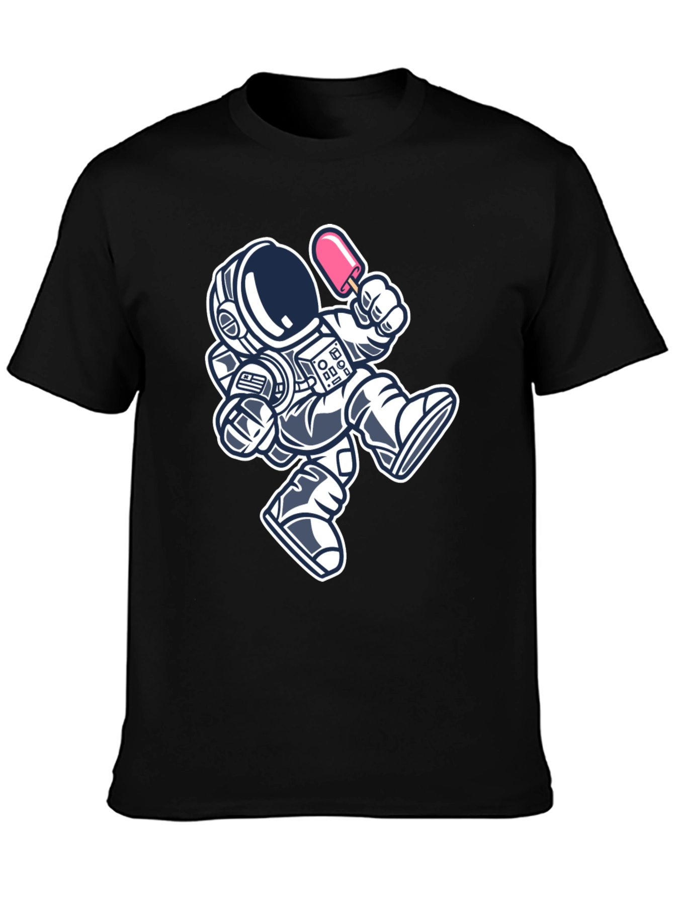 Black Astronaut Ice Cream Black T-Shirt view 3