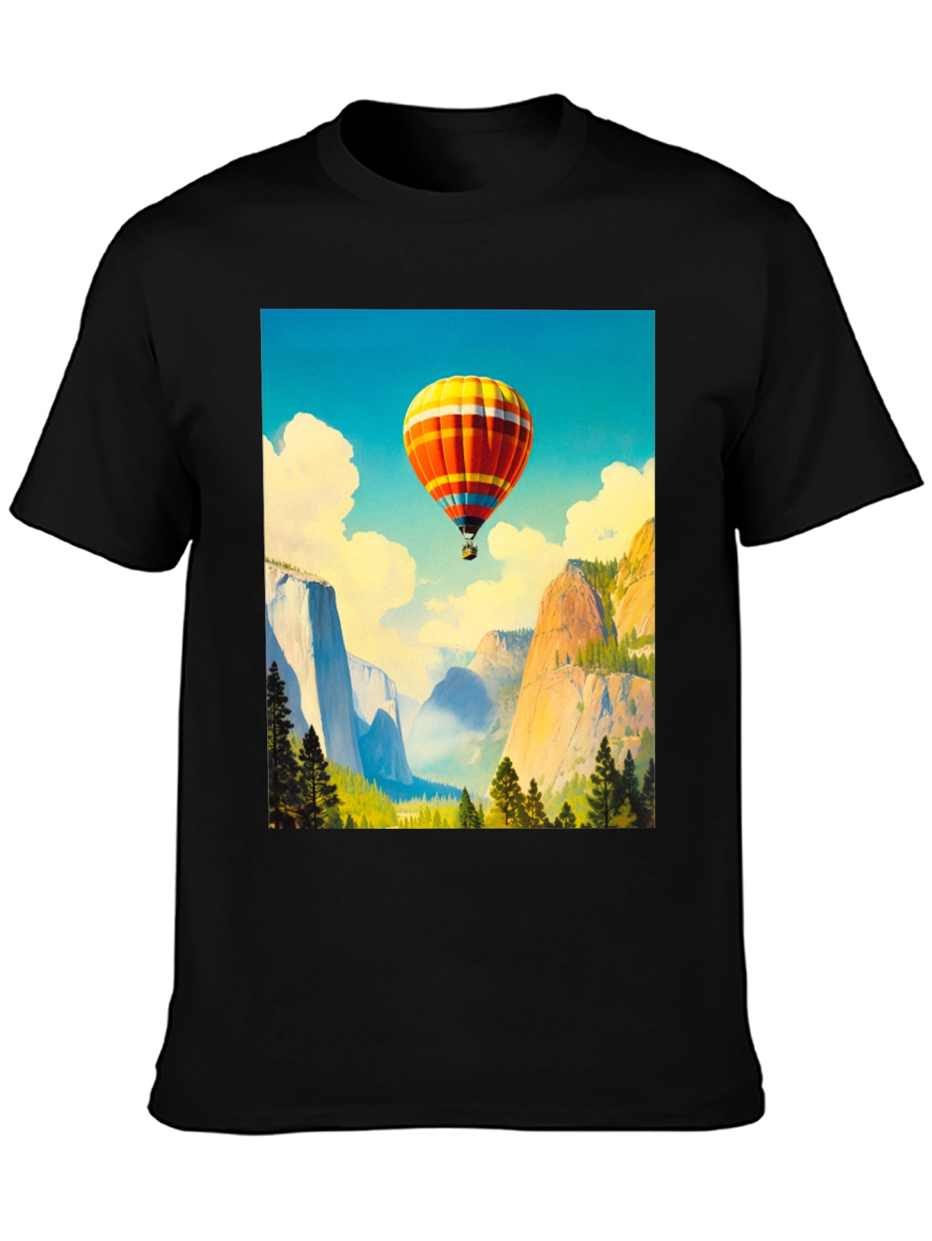 Black Scenic Hot Air Balloon Graphic Tee view 3