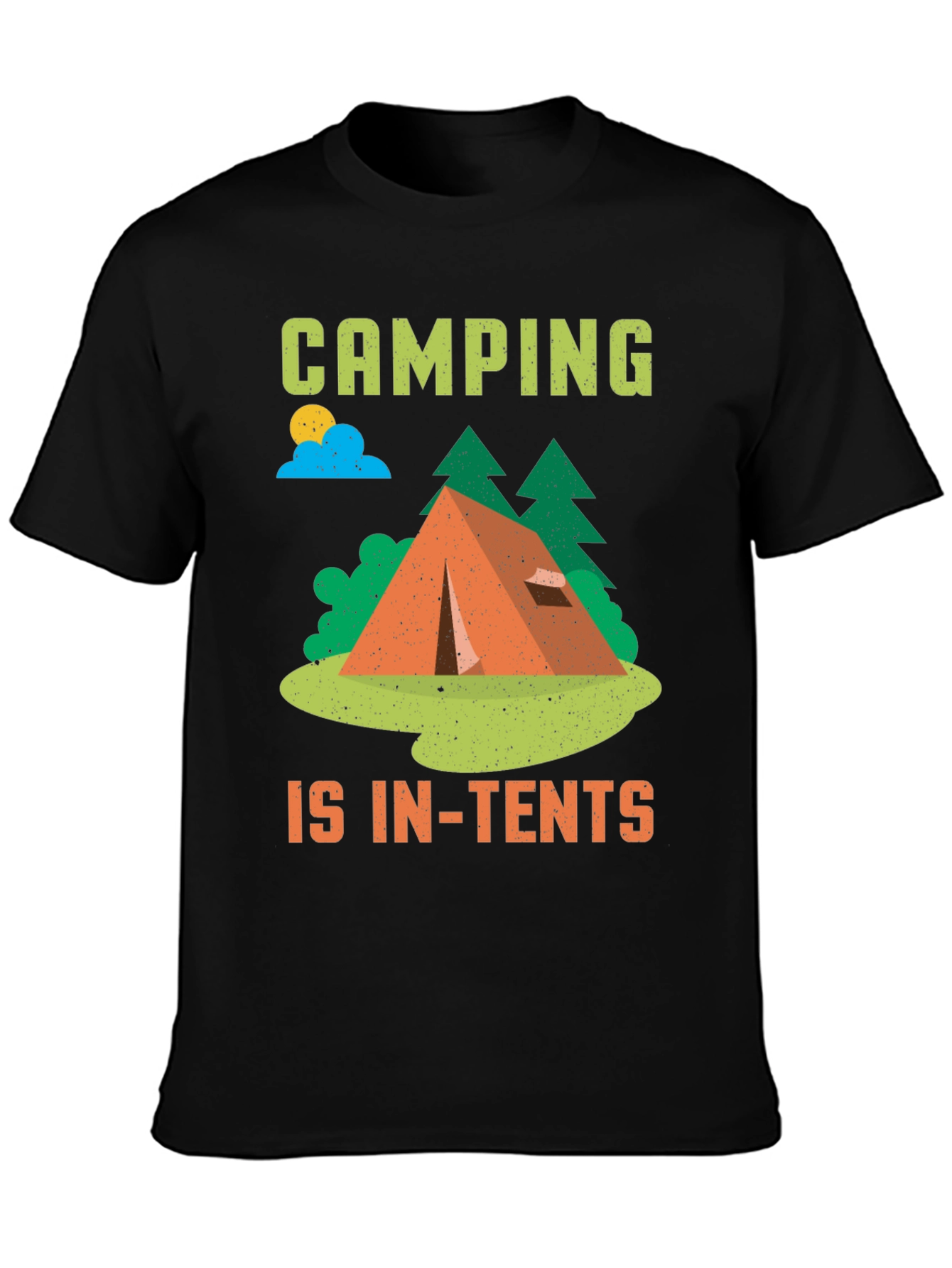 Black Camping is In-Tents Black T-Shirt view 3