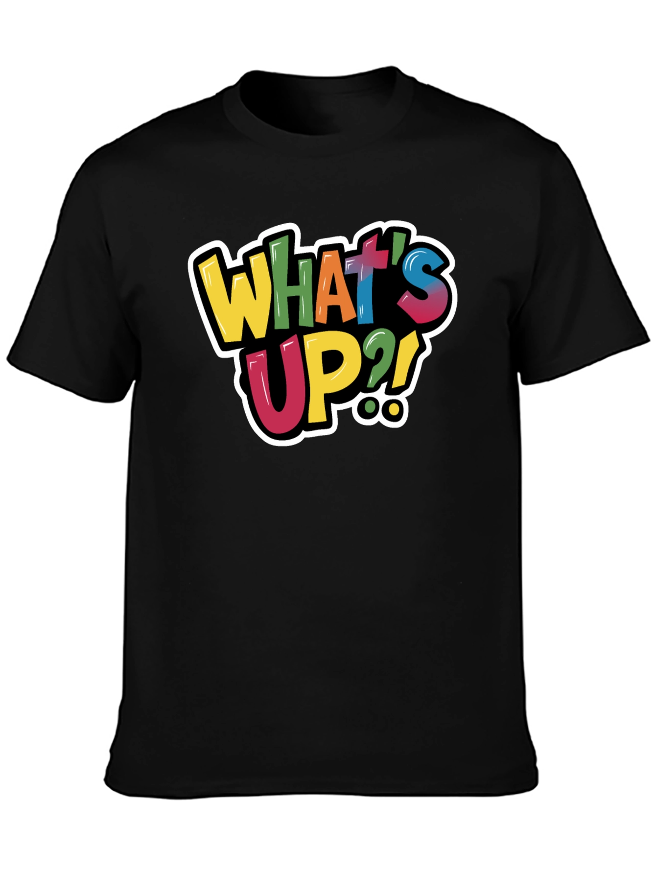 Black What's Up?! Graphic Tee - Trendy Casual Black T-Shirt view 3
