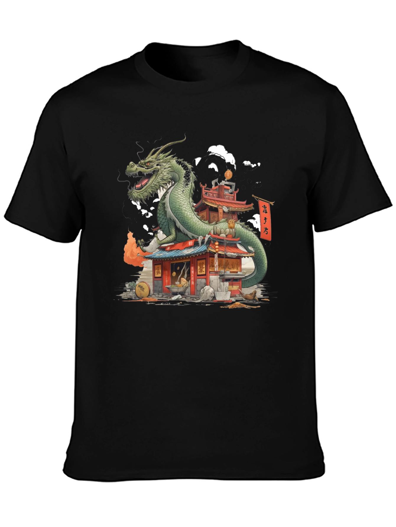 Black Dragon Pagoda Graphic Tee - Asian Inspired view 3