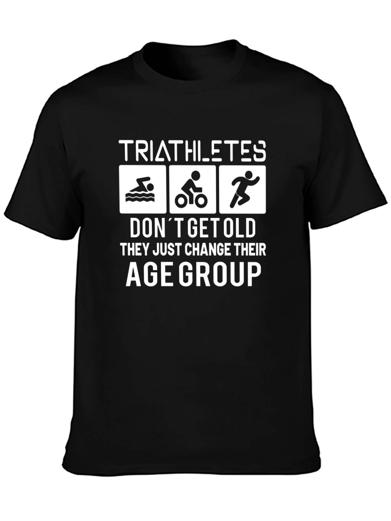 Black Triathlete Age Group T-Shirt Funny Gift view 3