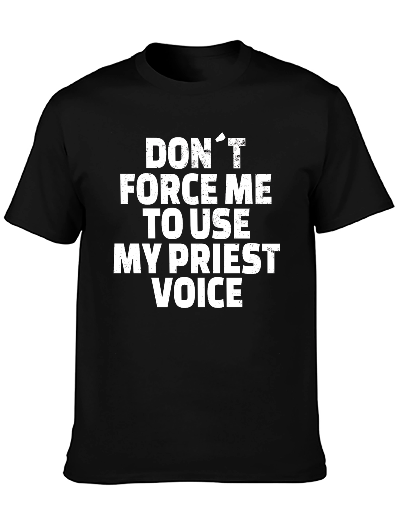 Black Funny Priest Voice T-Shirt view 3