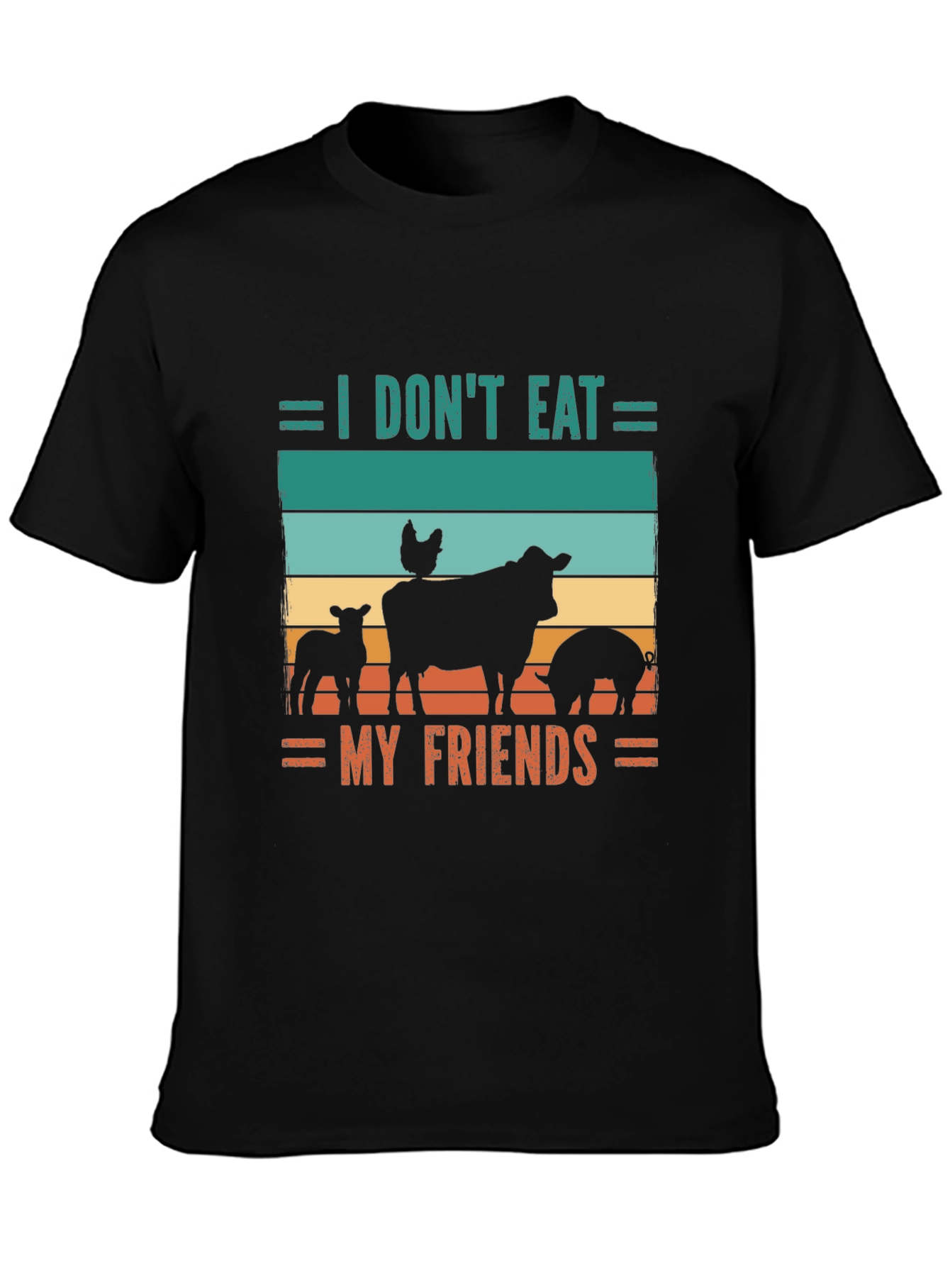 Black Vegan T-Shirt - I Don't Eat My Friends view 3