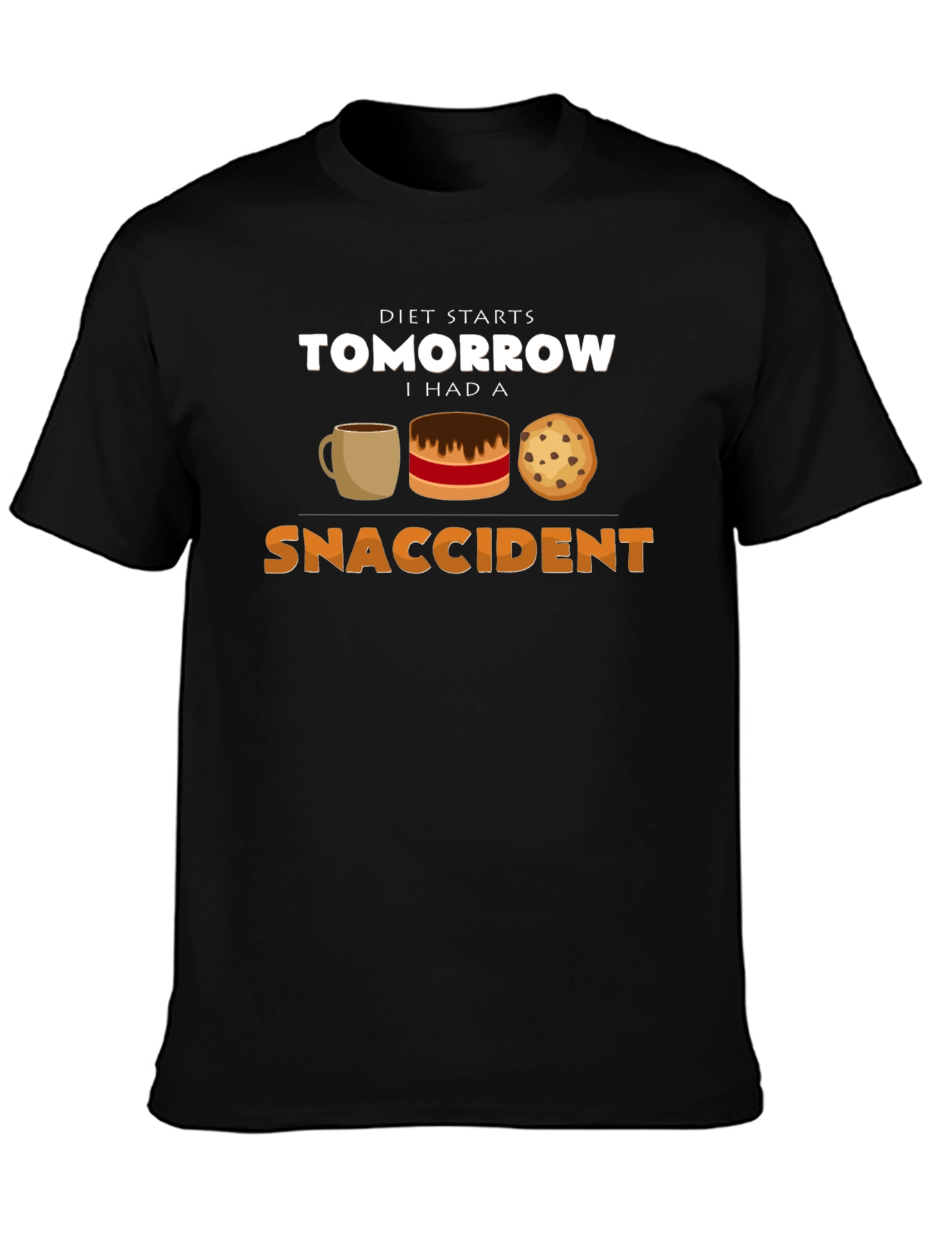 Black Diet Starts Tomorrow Snack Accident T-Shirt view 3