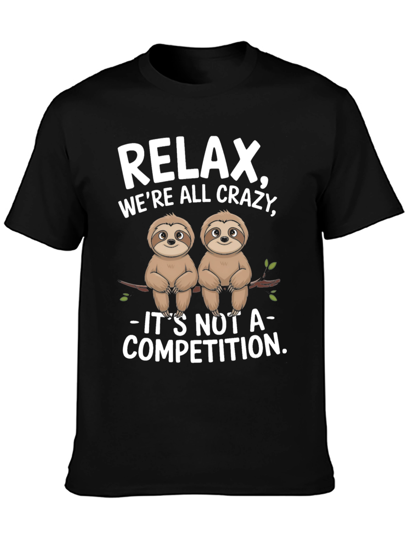 Black Relax We're All Crazy Sloth Graphic Tee view 3