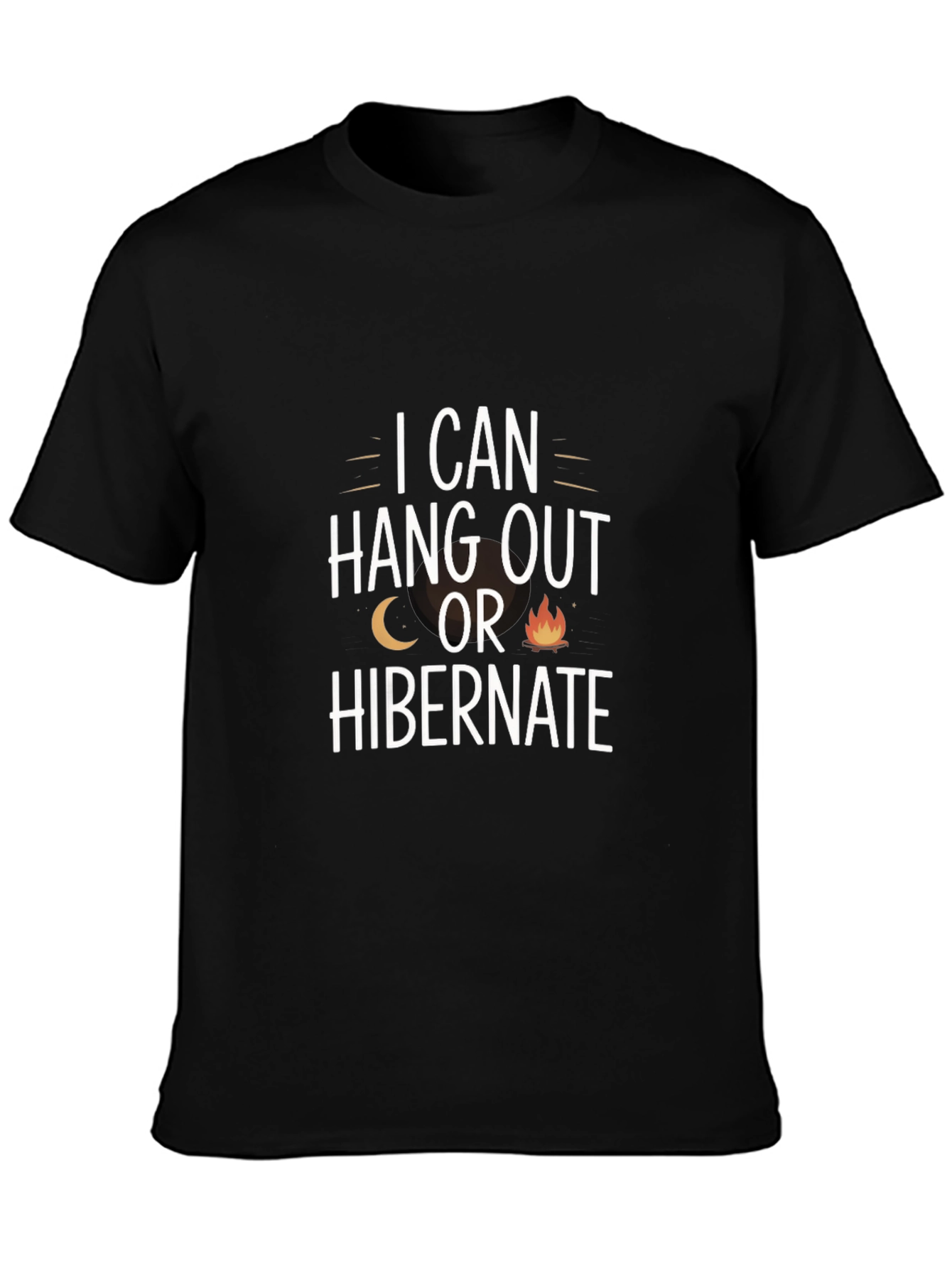 Black I Can Hang Out or Hibernate Graphic Tee view 3