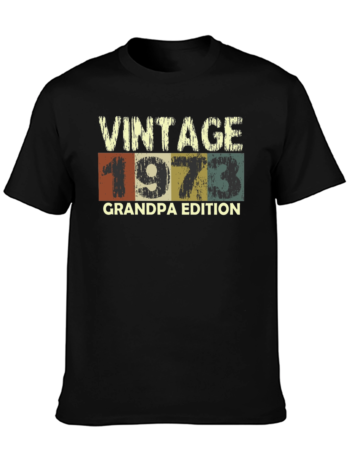 Black Vintage 1973 Grandpa Edition Graphic T-Shirt view 3
