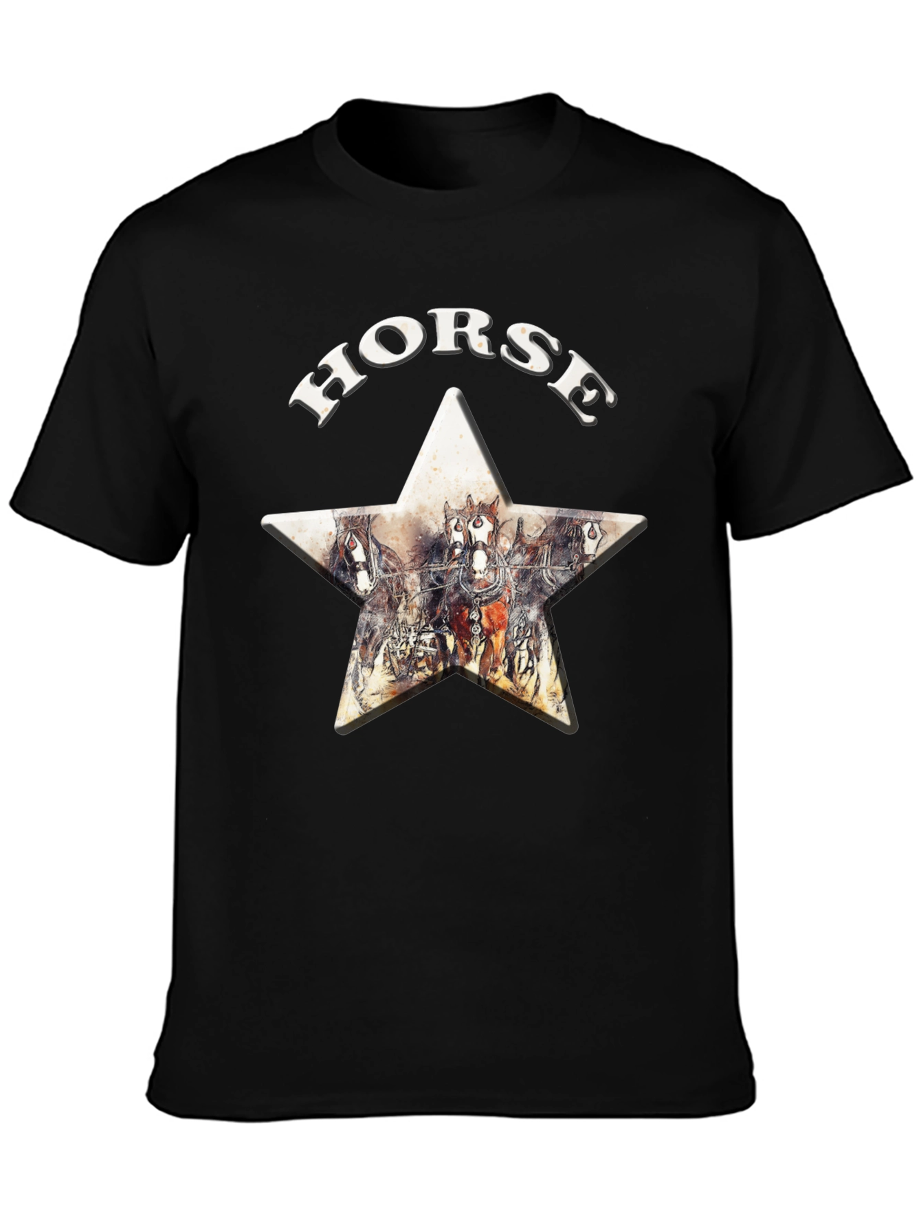 Black Horse Graphic Print Star Tee view 3