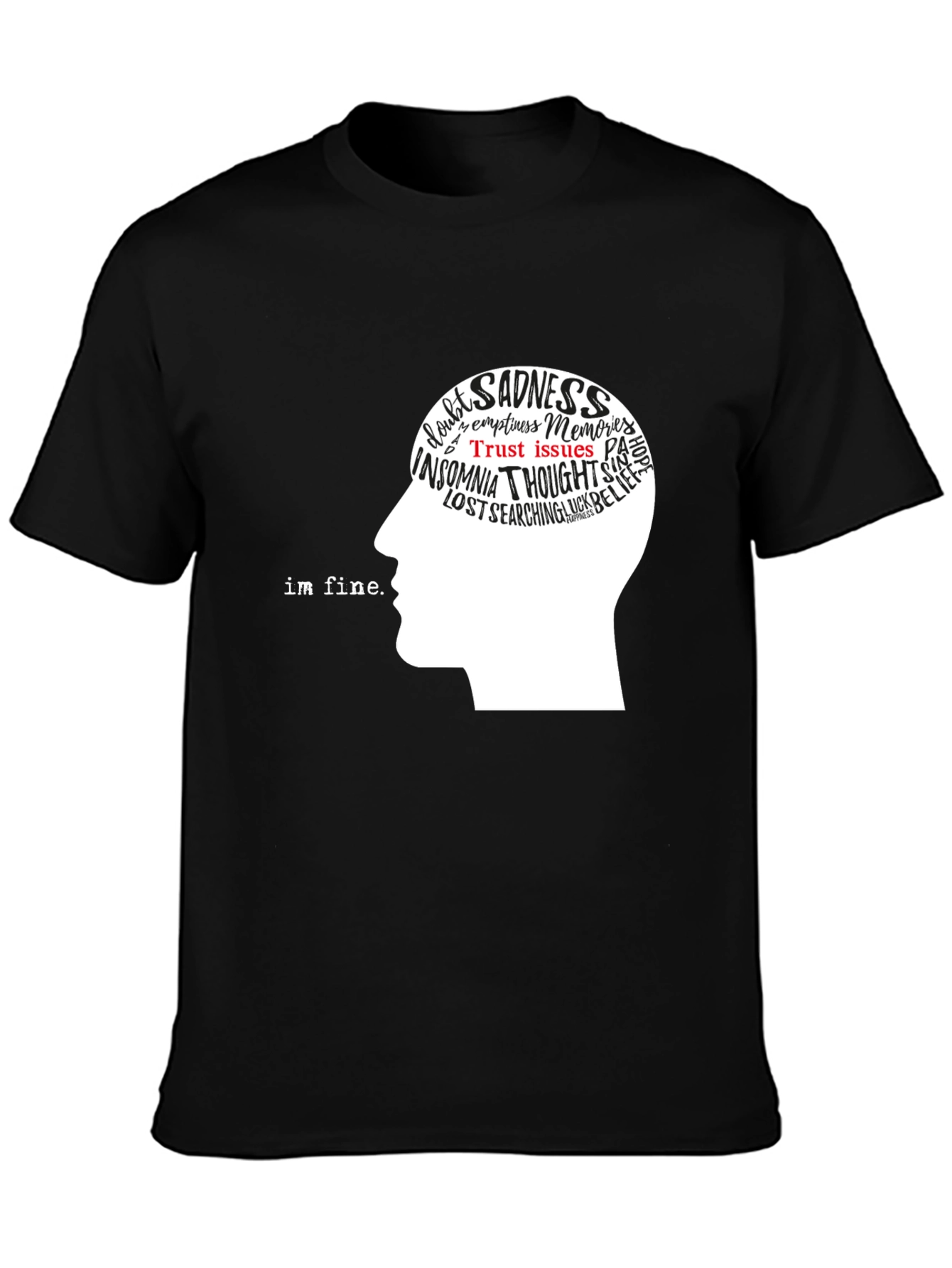 Black Mindful Expression T-Shirt - Inner Thoughts Graphic Tee view 3