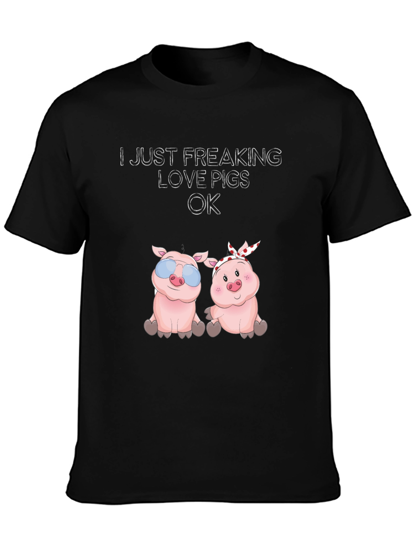 Black Funny Pig Lover T-Shirt view 3