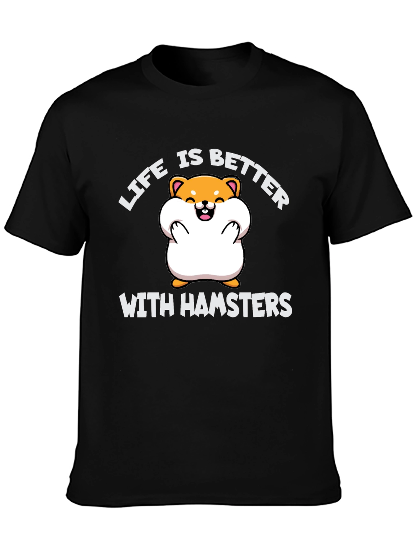 Black Hamster Lover Tee: Life is Better with Hamsters T-Shirt view 3