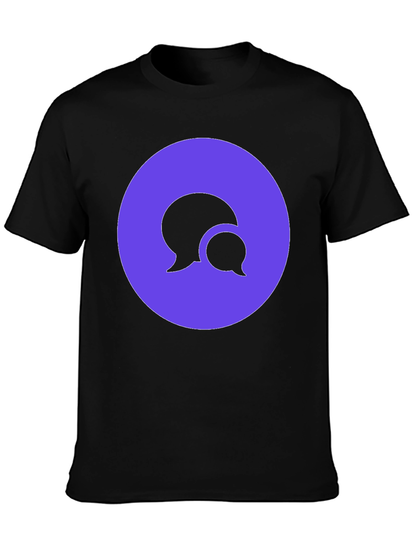 Black Stylish Black T-Shirt with Chat Bubble Design view 3