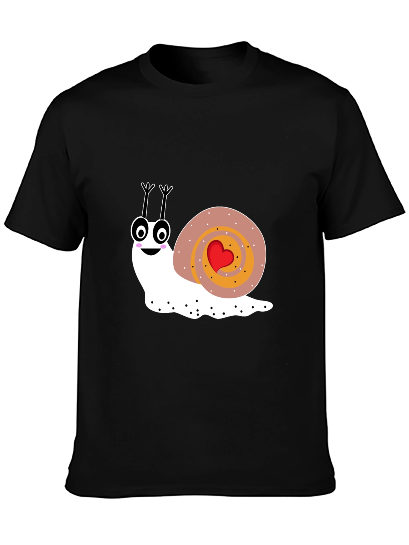 Black Cute Snail Graphic Tee - Love Bug T-Shirt view 3
