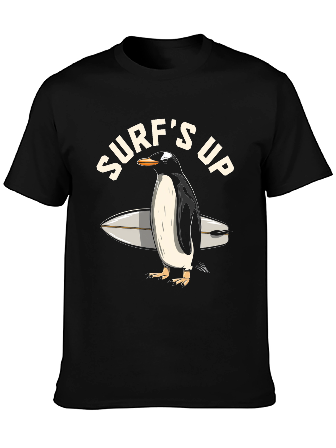 Black Surf's Up Penguin Graphic T-Shirt view 3