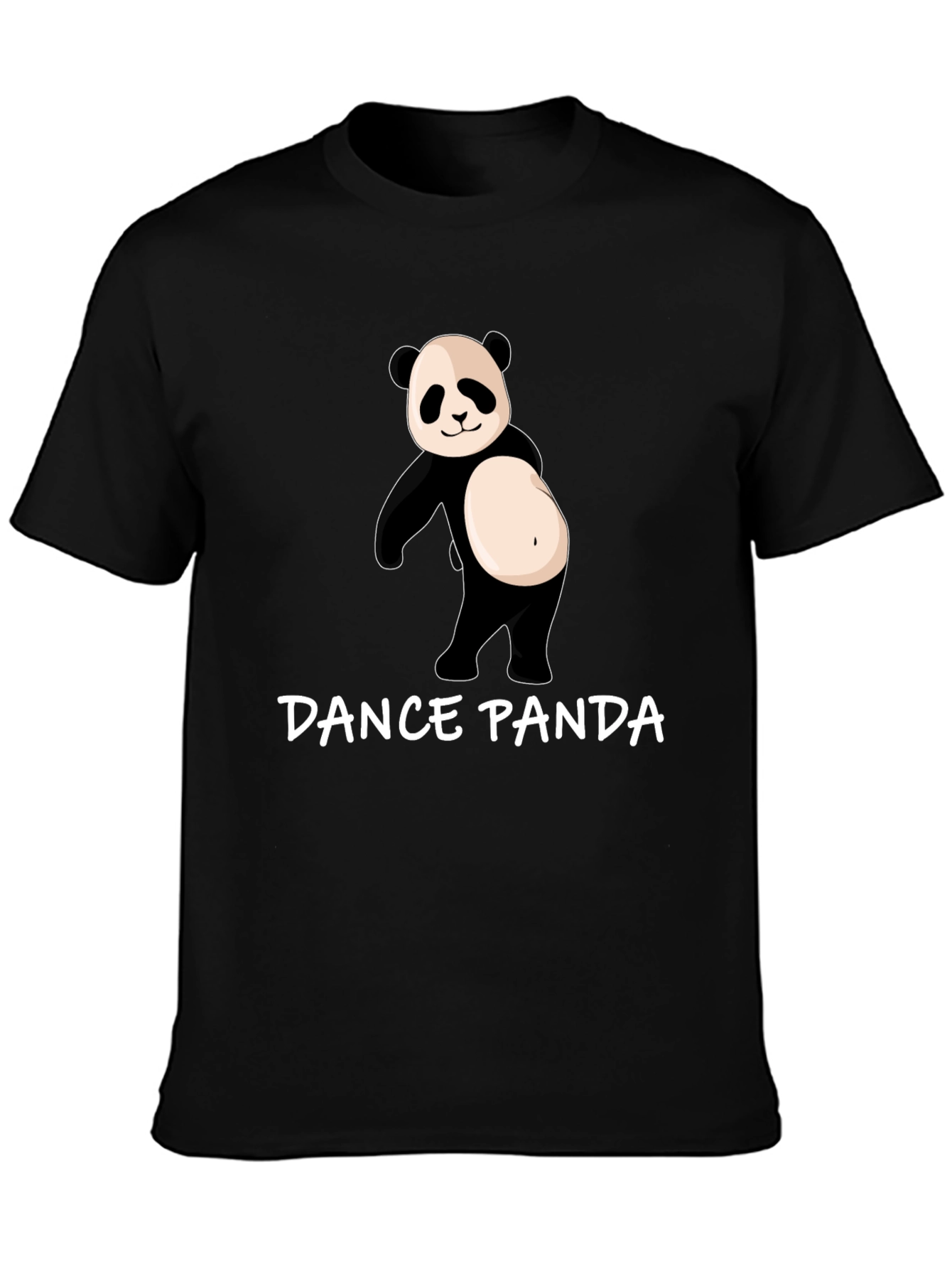Black Dance Panda Graphic Tee - Black Cotton T-Shirt view 3