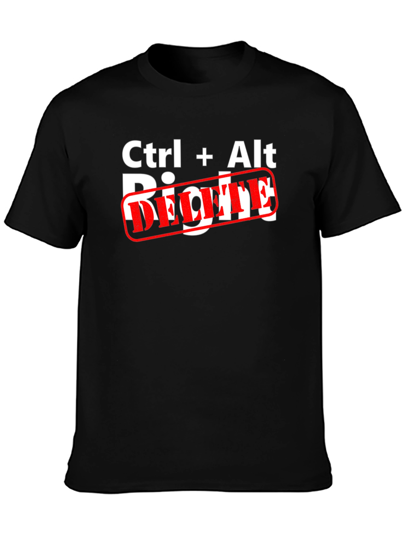 Black Ctrl+Alt Delete Graphic T-Shirt - Black Cotton Blend view 3