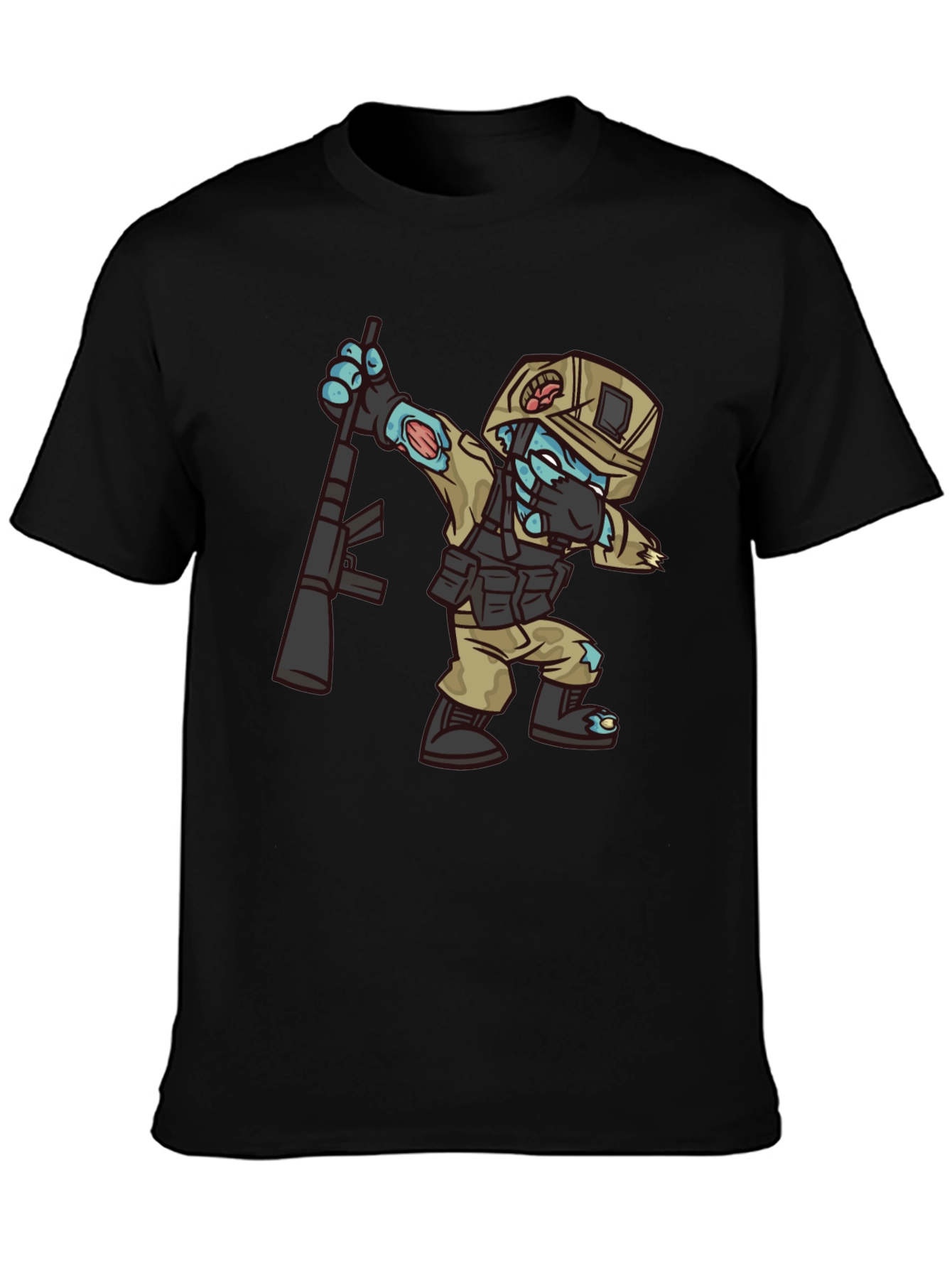 Black Zombie Soldier Dabbing T-Shirt - Funny Graphic Tee view 3