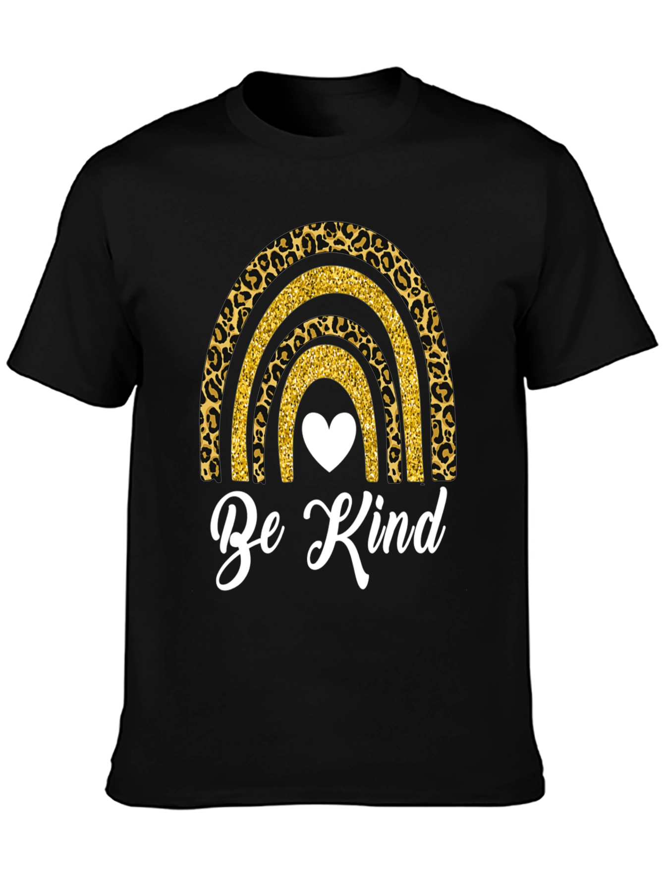 Black Be Kind Rainbow Leopard Print T-Shirt view 3